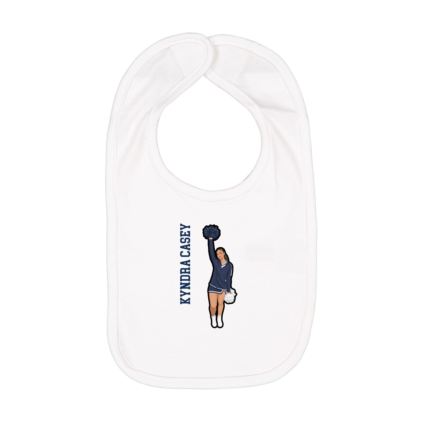 Infant Bib — Name Vertical in White
