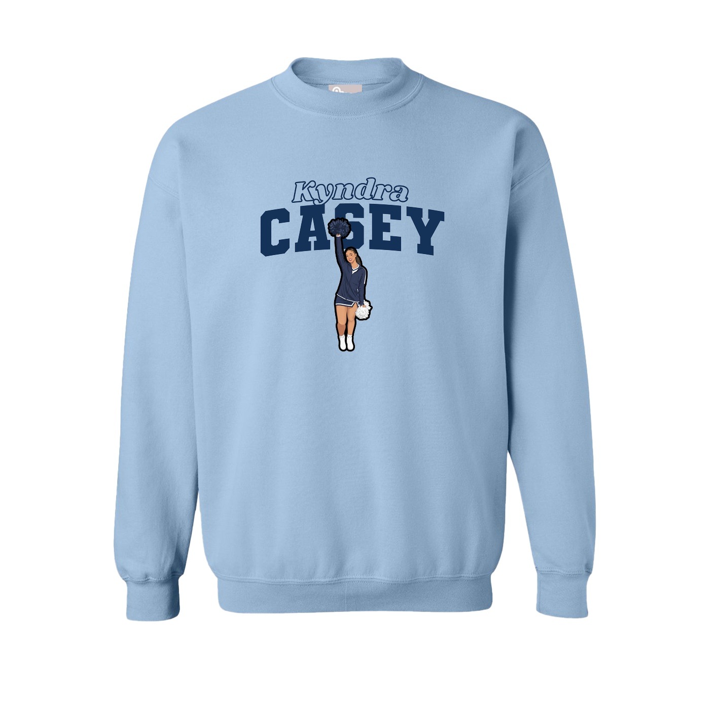 Fleece Crew — Name Arch in Light Blue