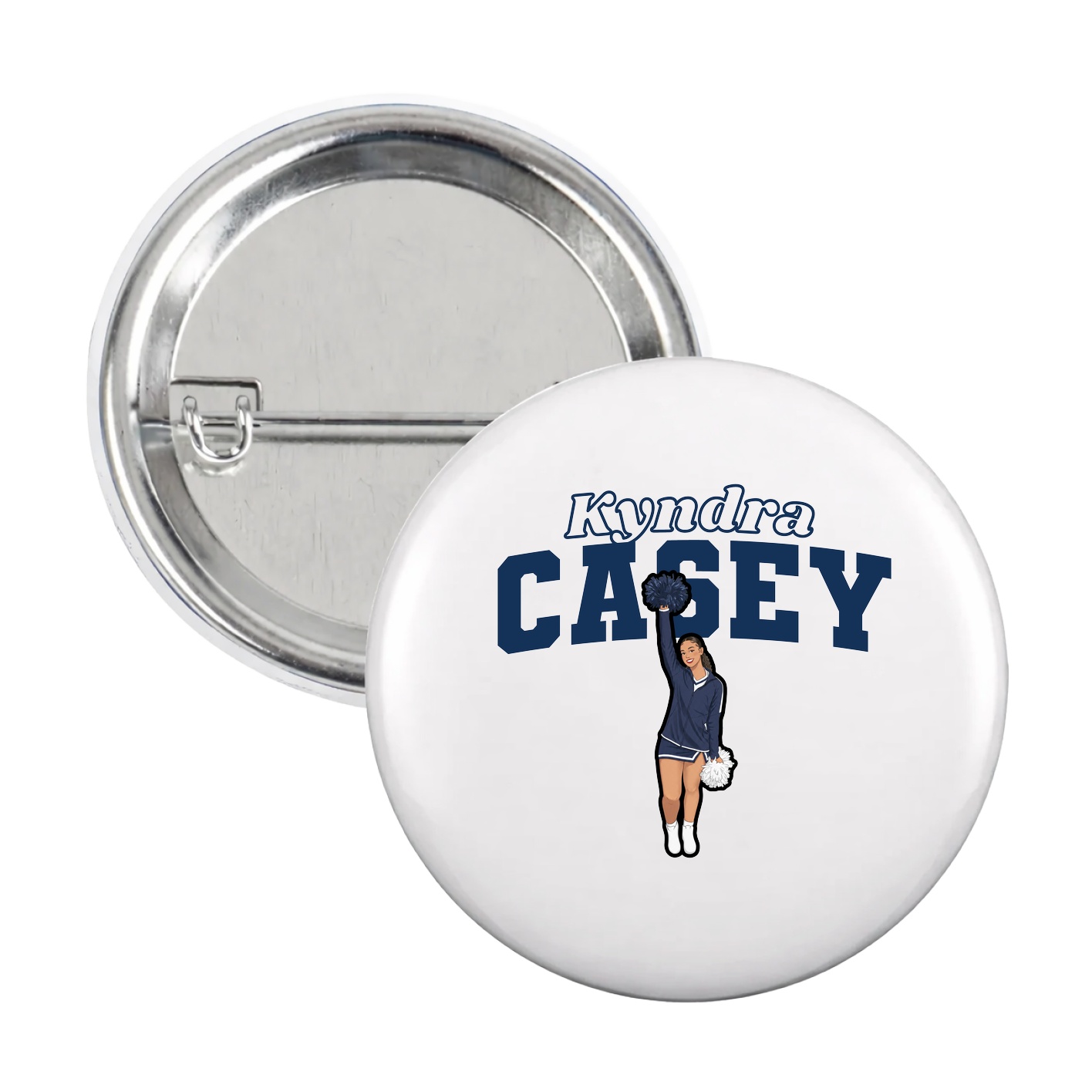 Game Day Button — Name Arch in White