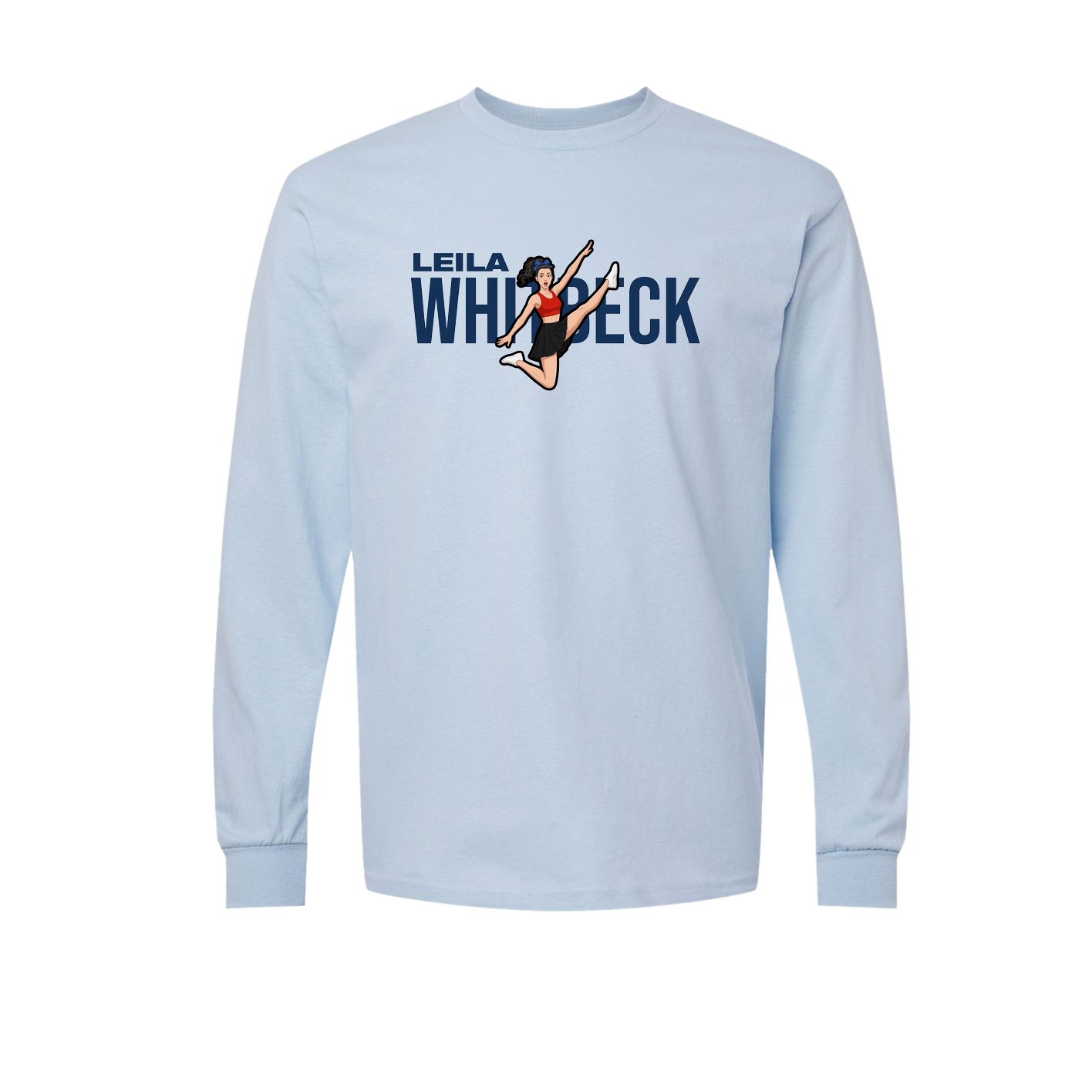 Long Sleeve Tee — Player Name in Light Blue