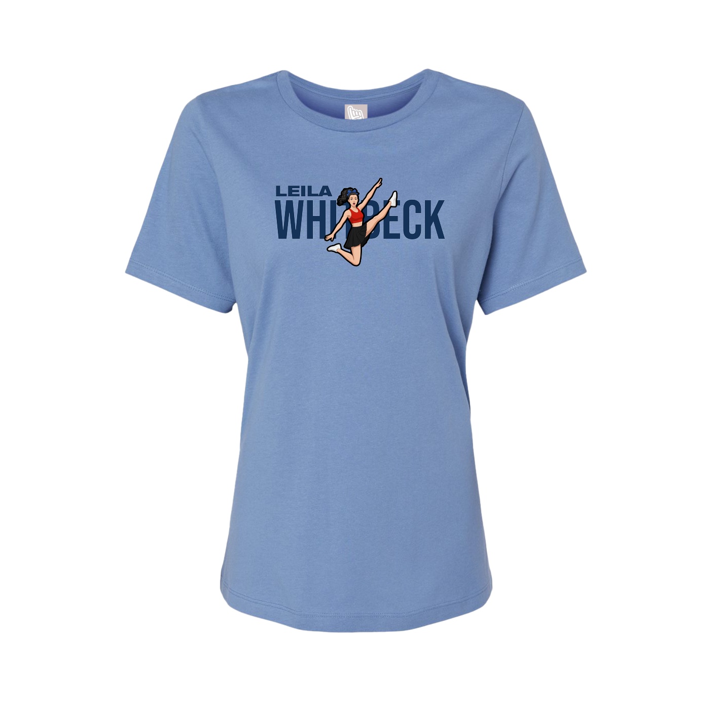 Fitted Women's Tee — Player Name in Powder Blue
