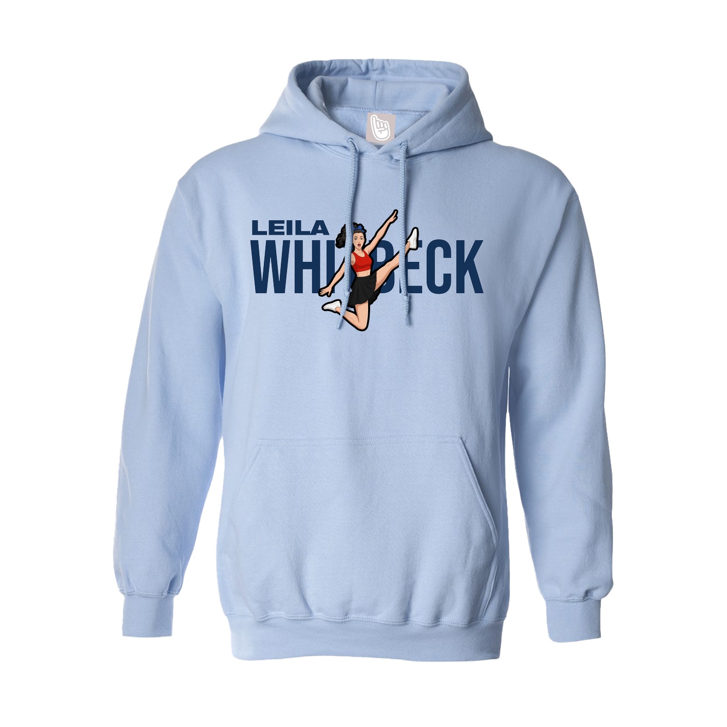Hoodie — Player Name in Light Blue