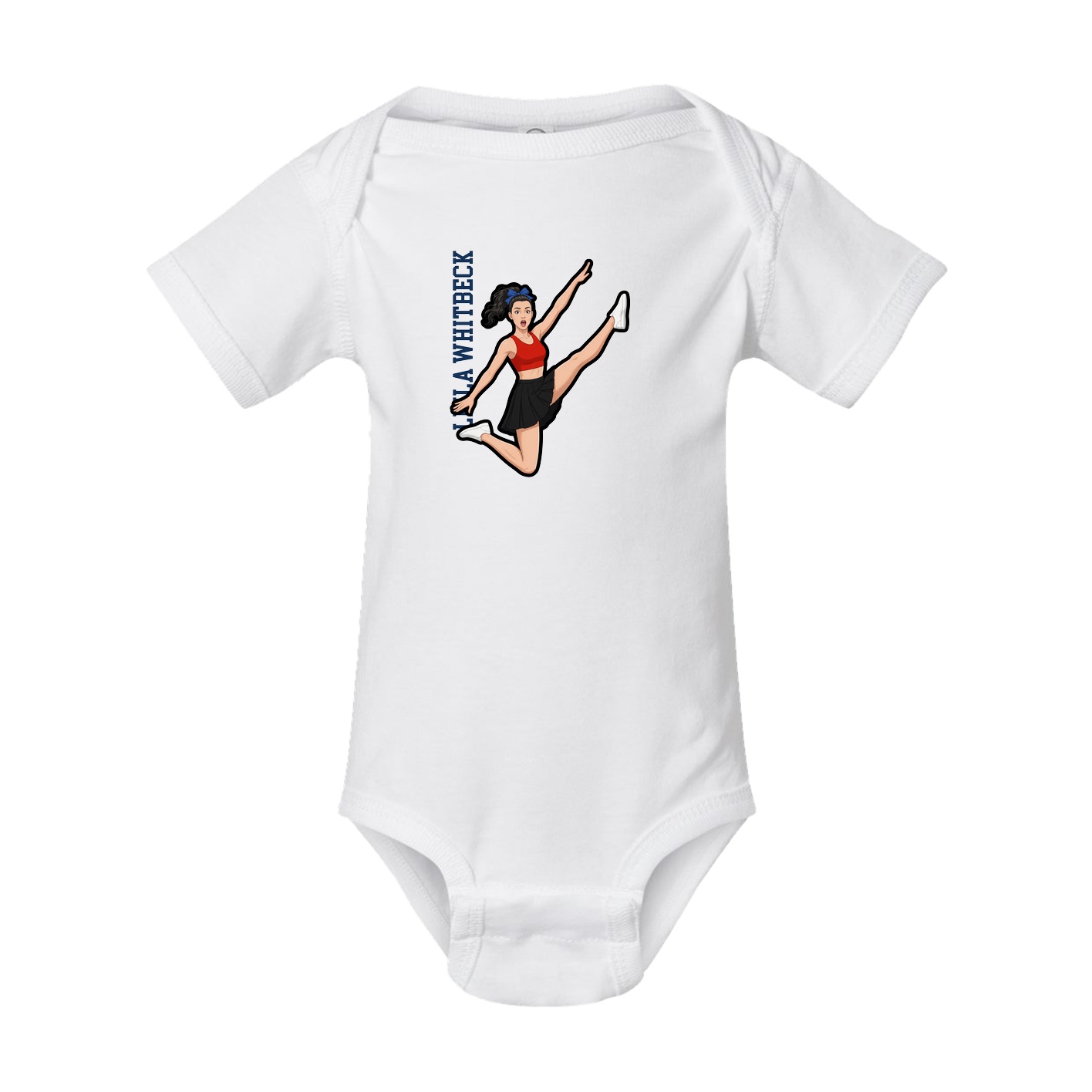 Baby Onesie — Name Vertical in White