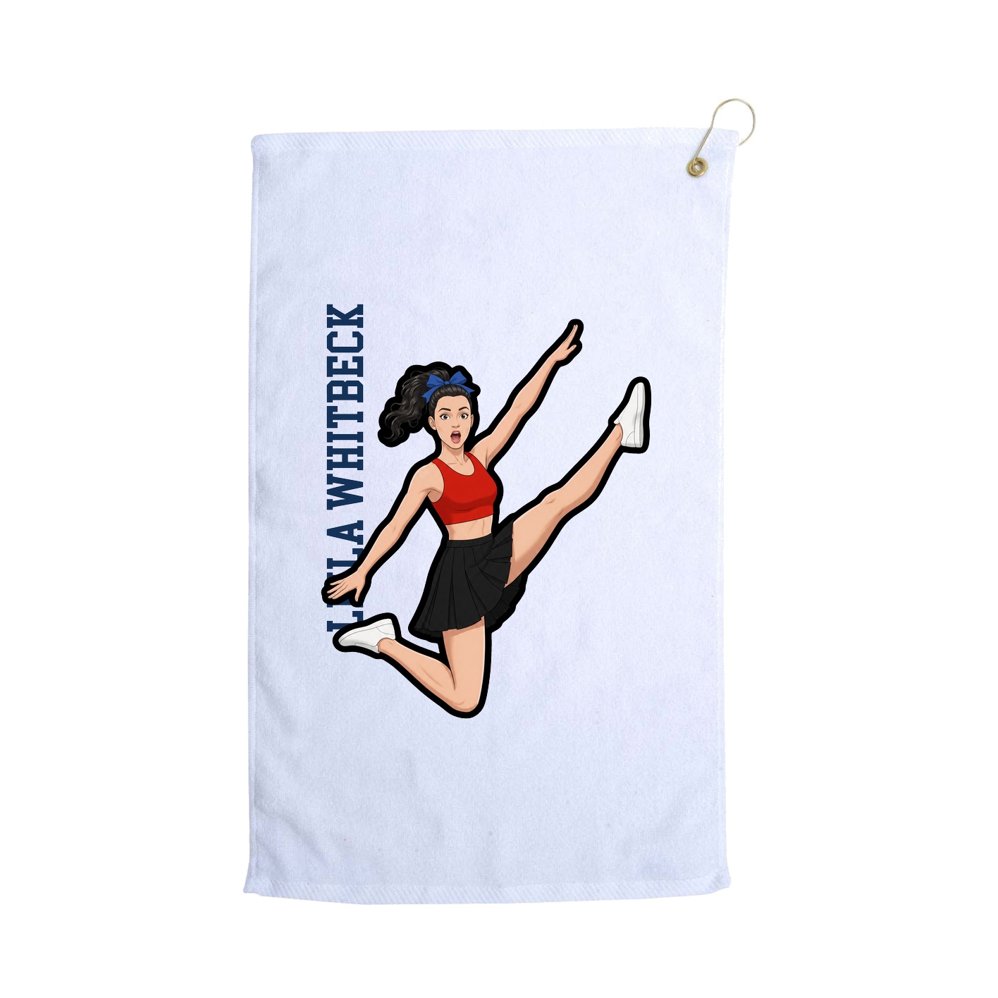 Golf Towel — Name Vertical in White
