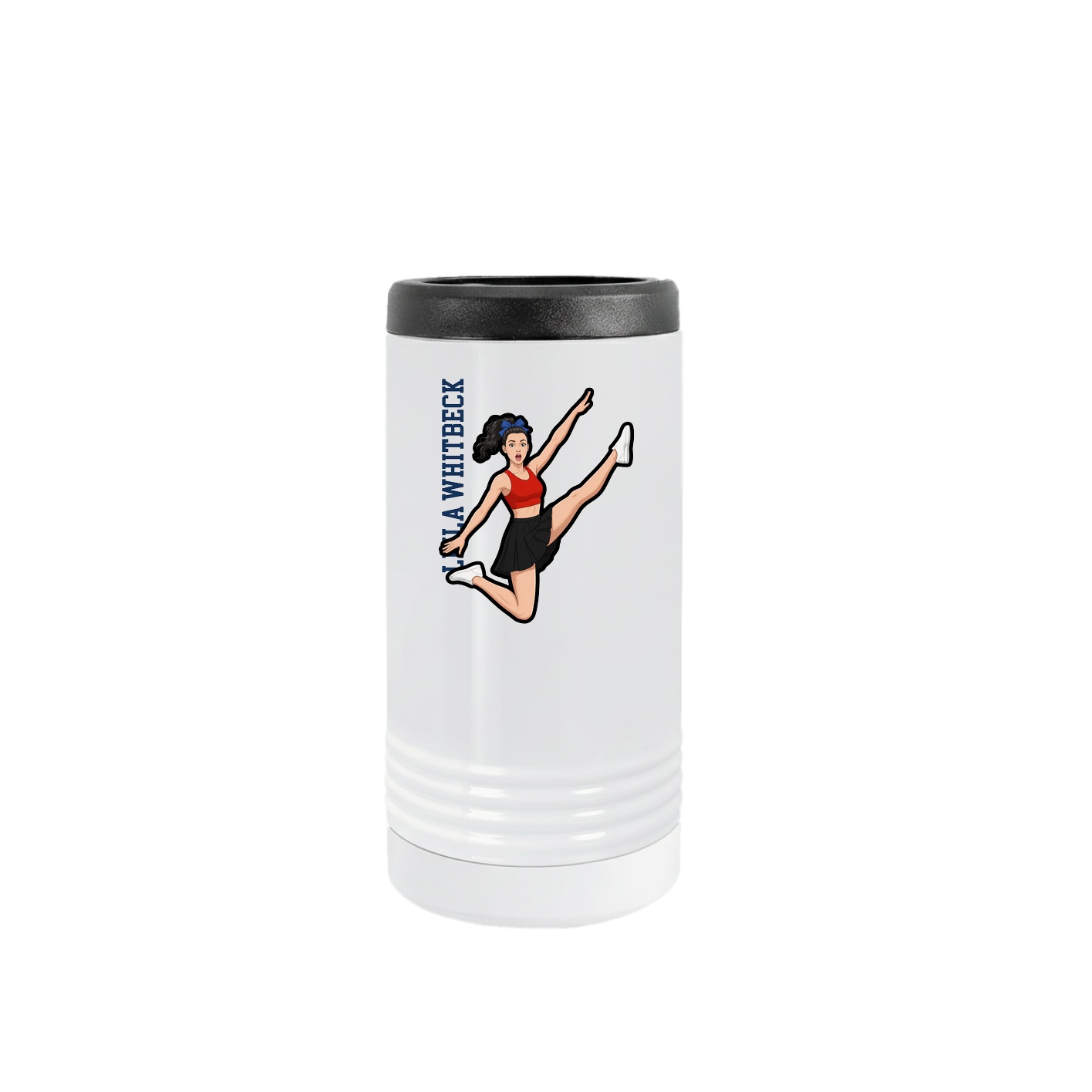 Slim Beverage Holder — Name Vertical in White