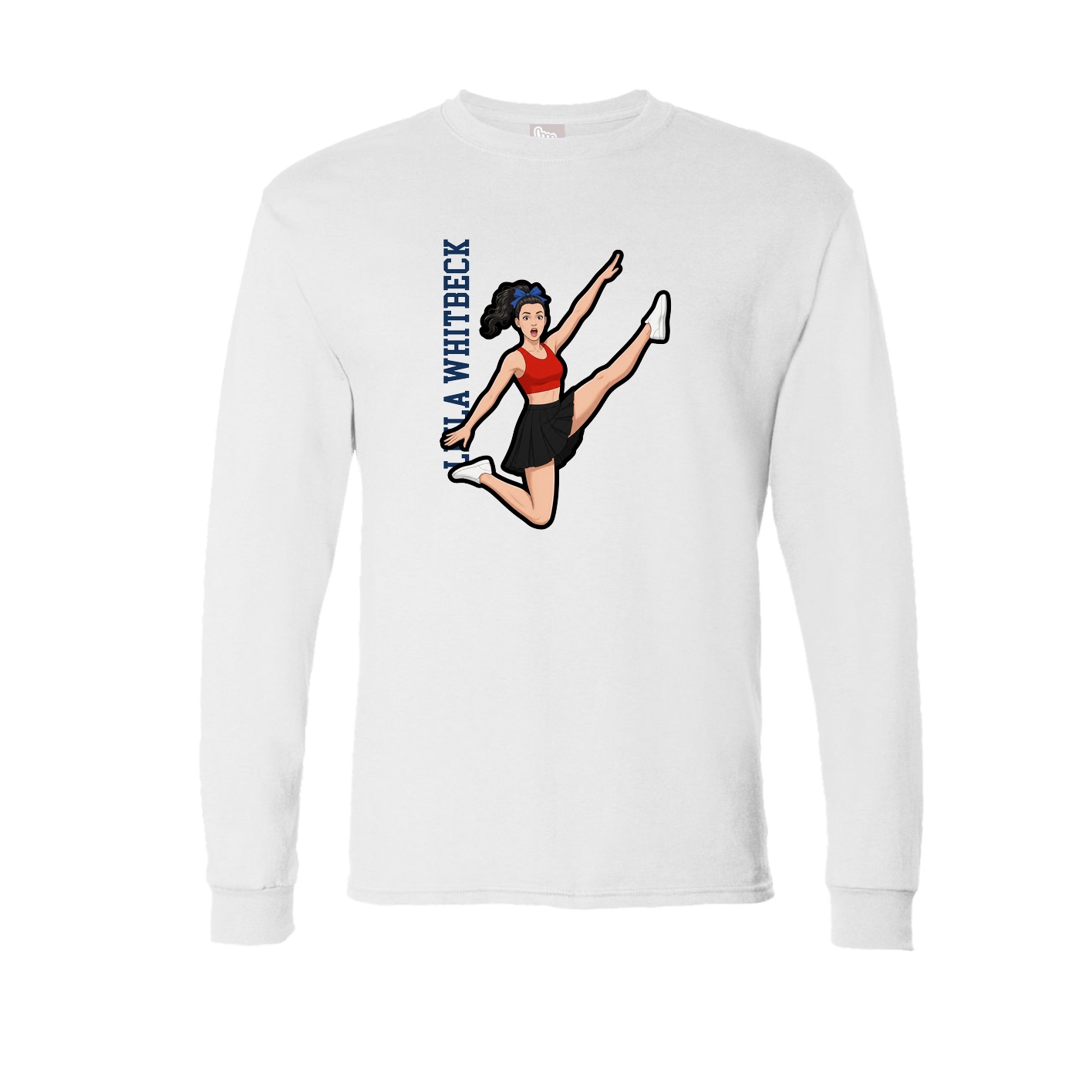 Long Sleeve Tee — Name Vertical in White