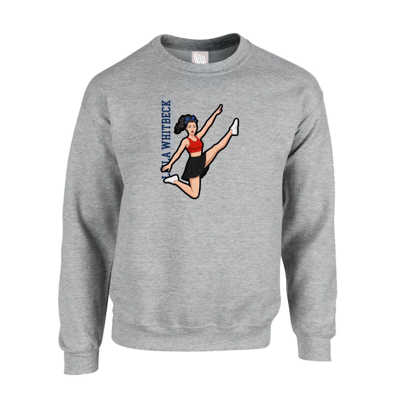 Fleece Crew — Name Vertical in Grey