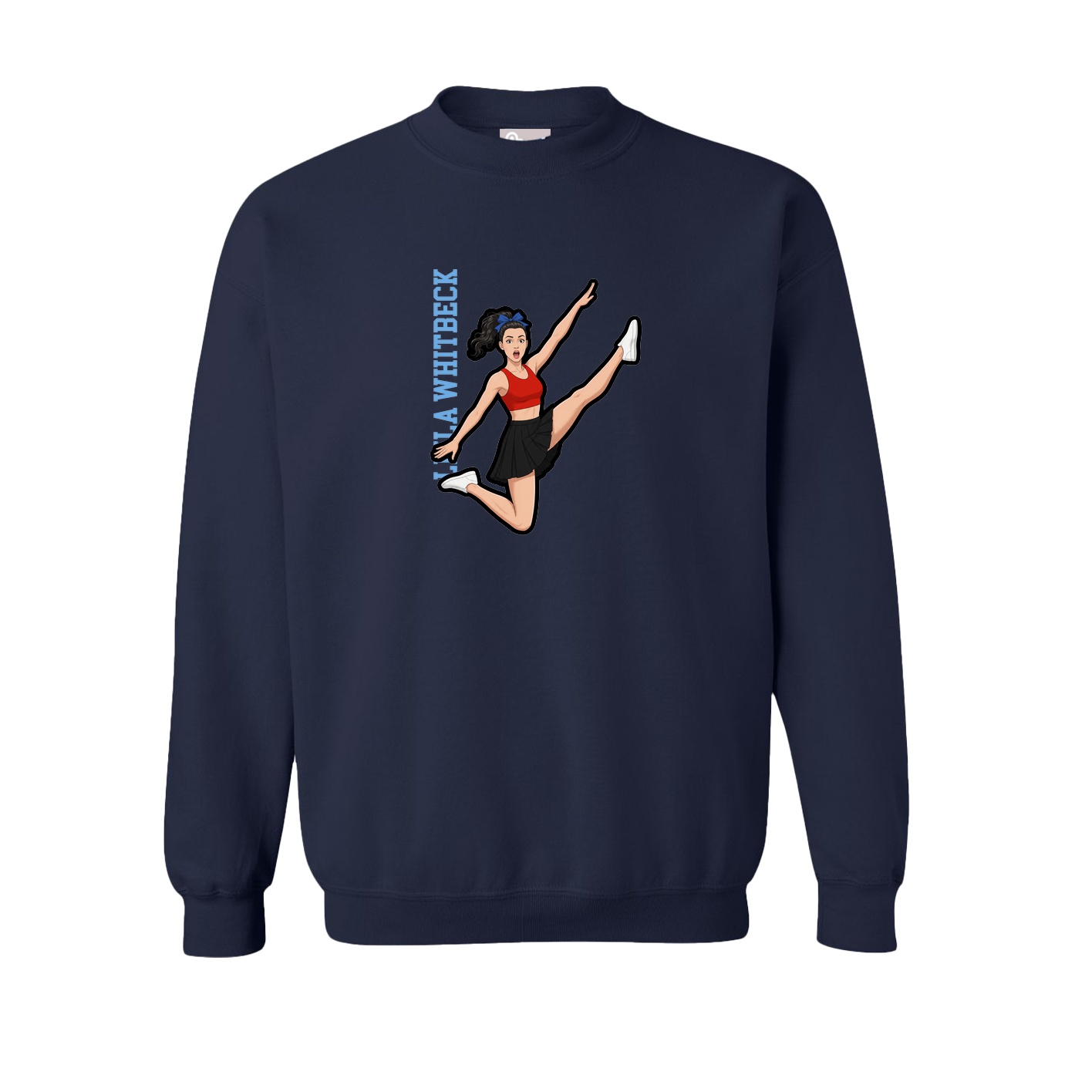 Fleece Crew — Name Vertical in Navy