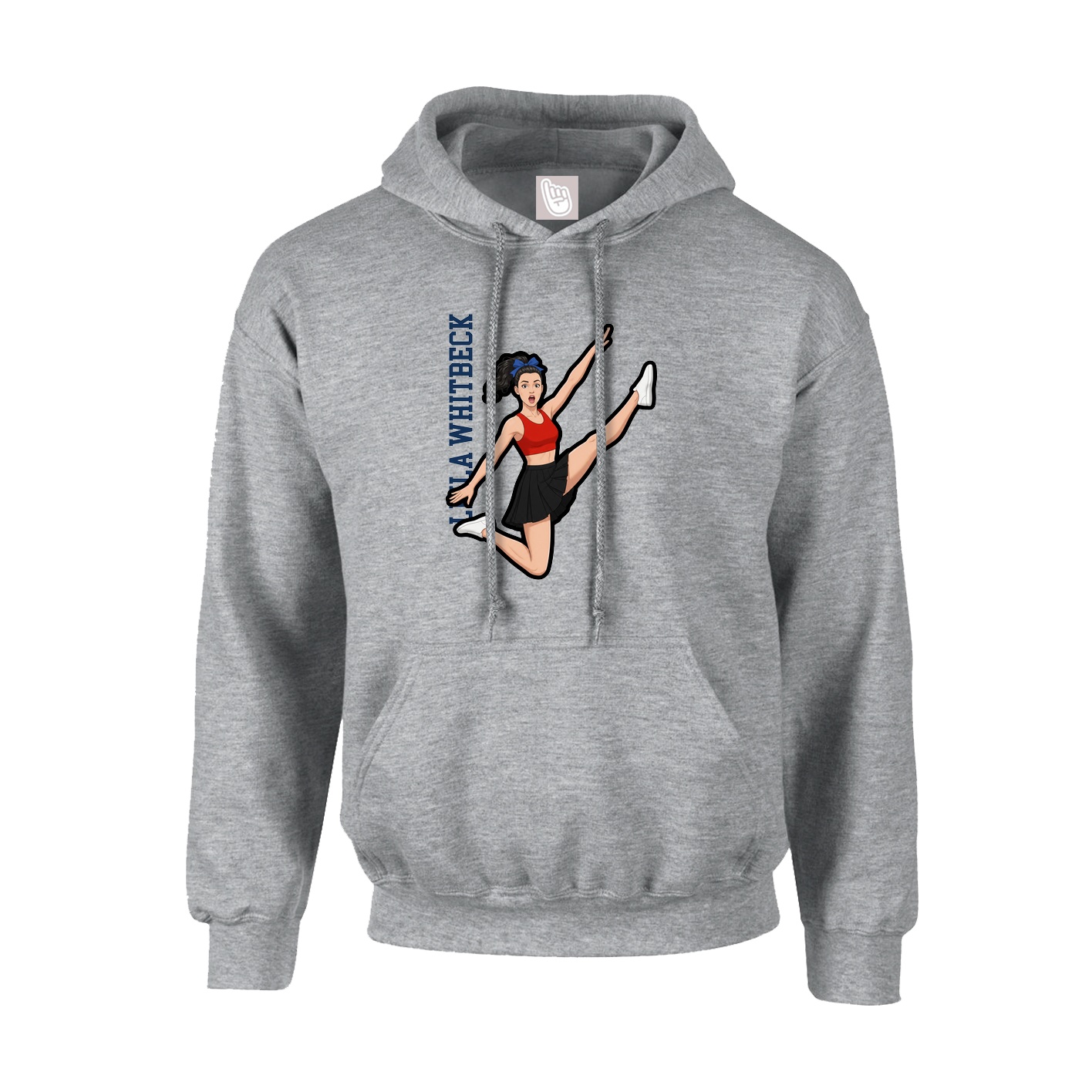 Youth Hoodie — Name Vertical in Grey