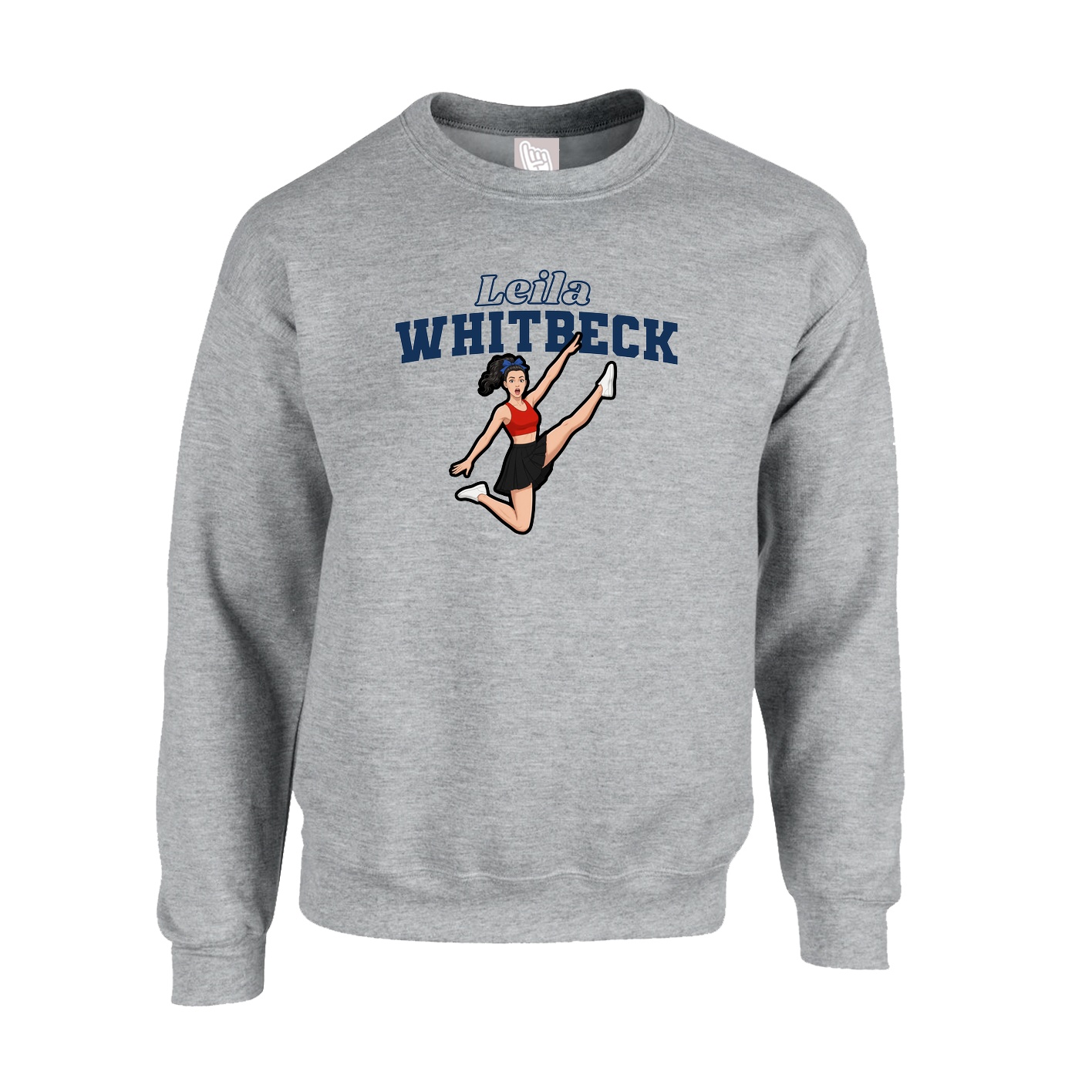 Fleece Crew — Name Arch in Grey