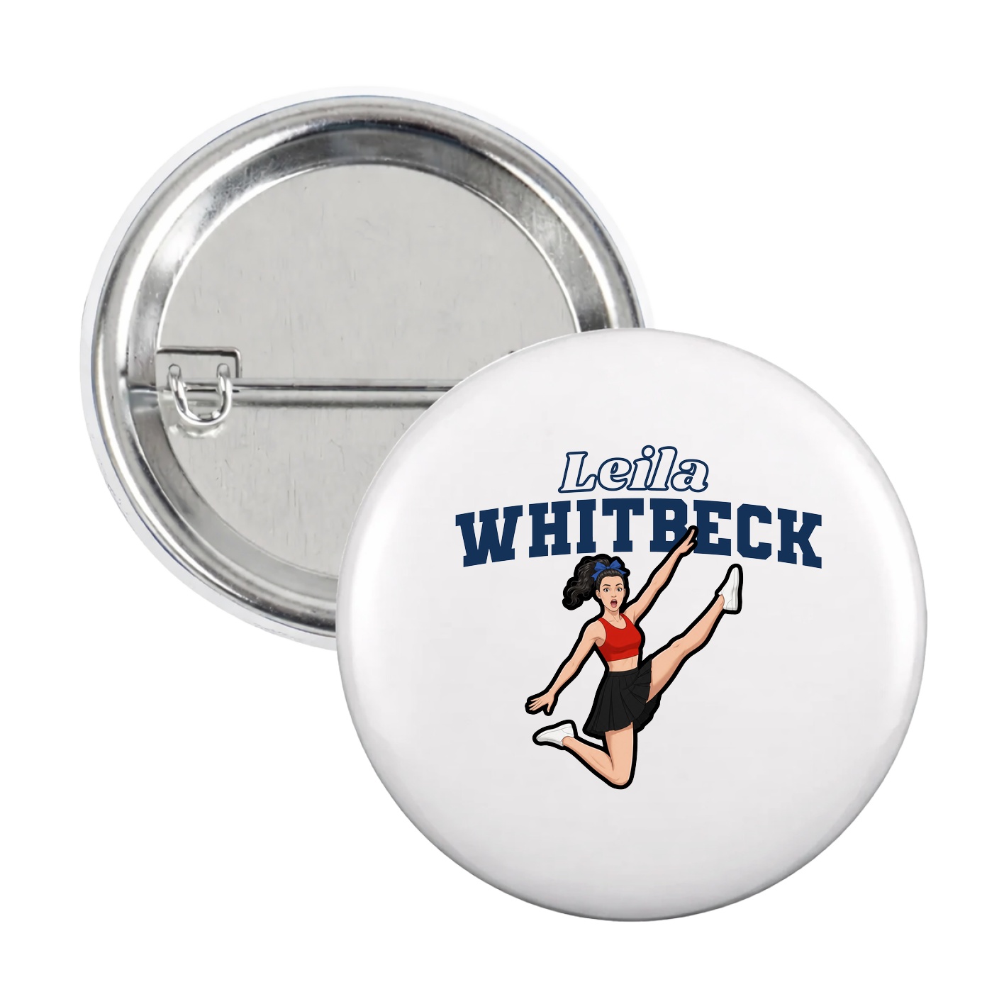 Game Day Button — Name Arch in White