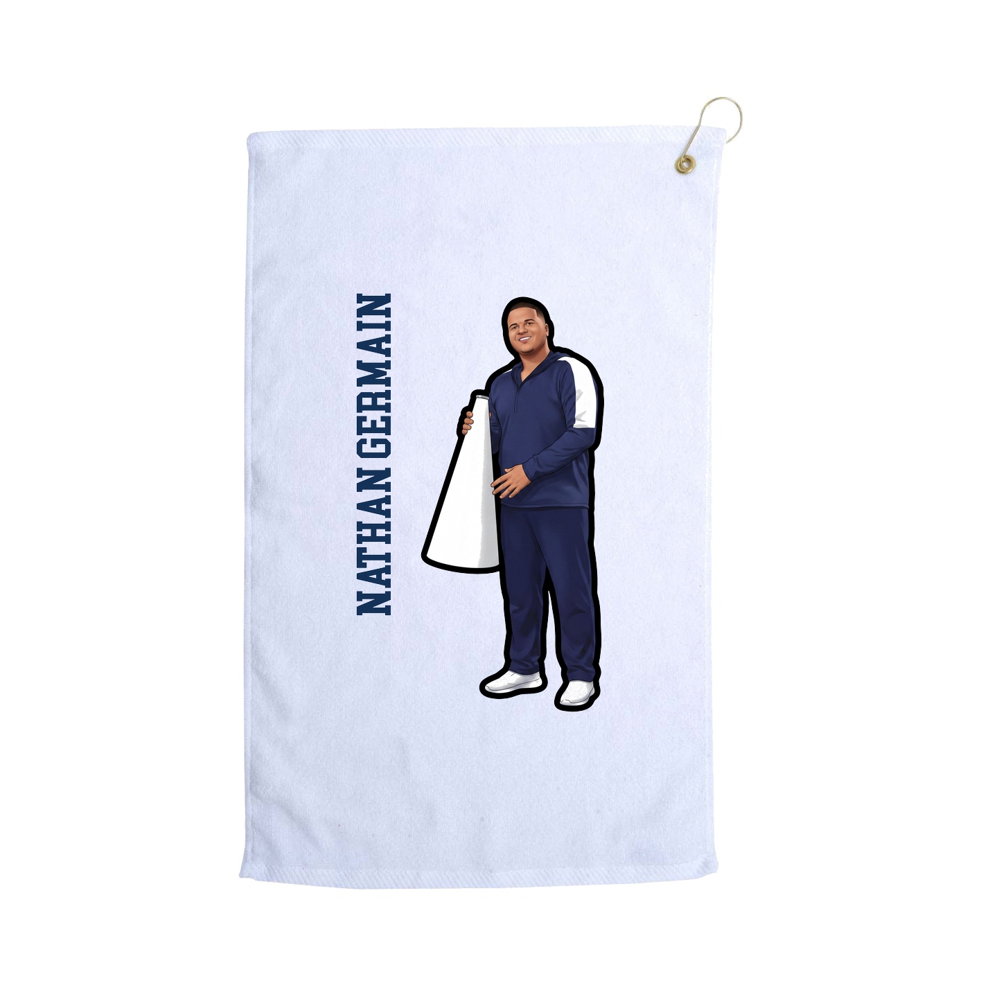 Golf Towel — Name Vertical in White