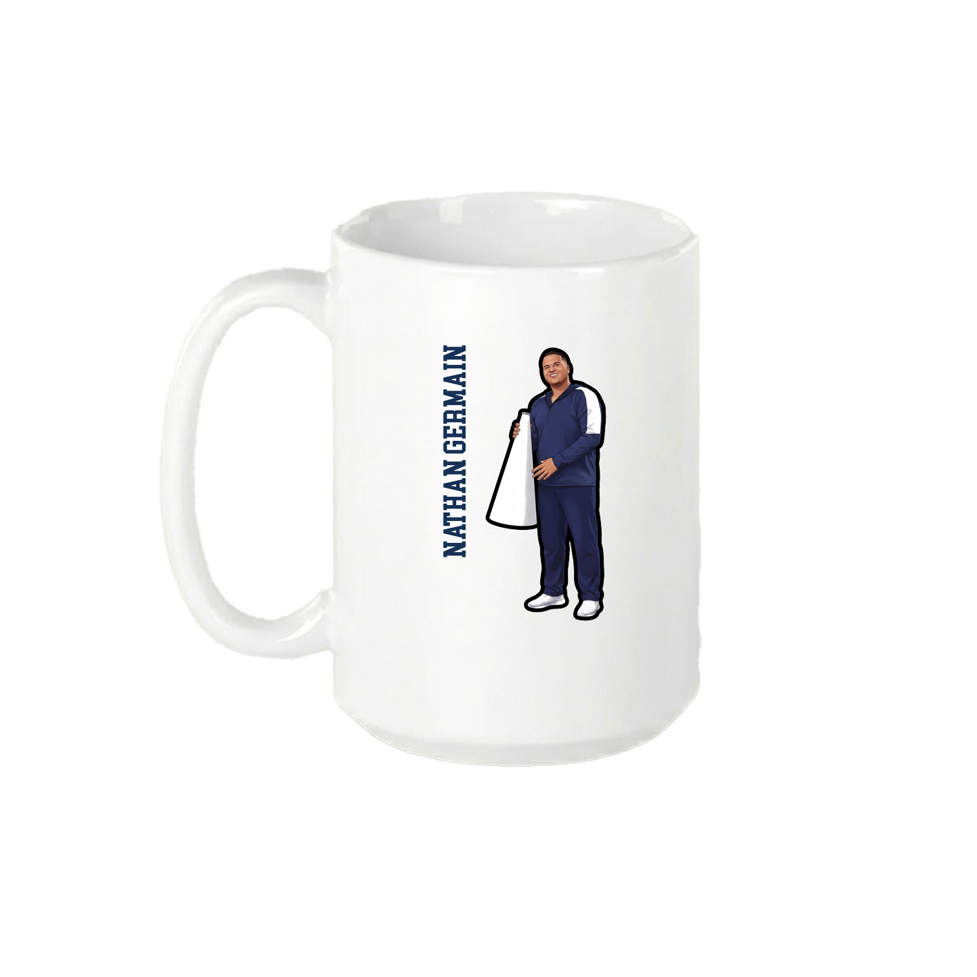 15oz Coffee Mug — Name Vertical in White
