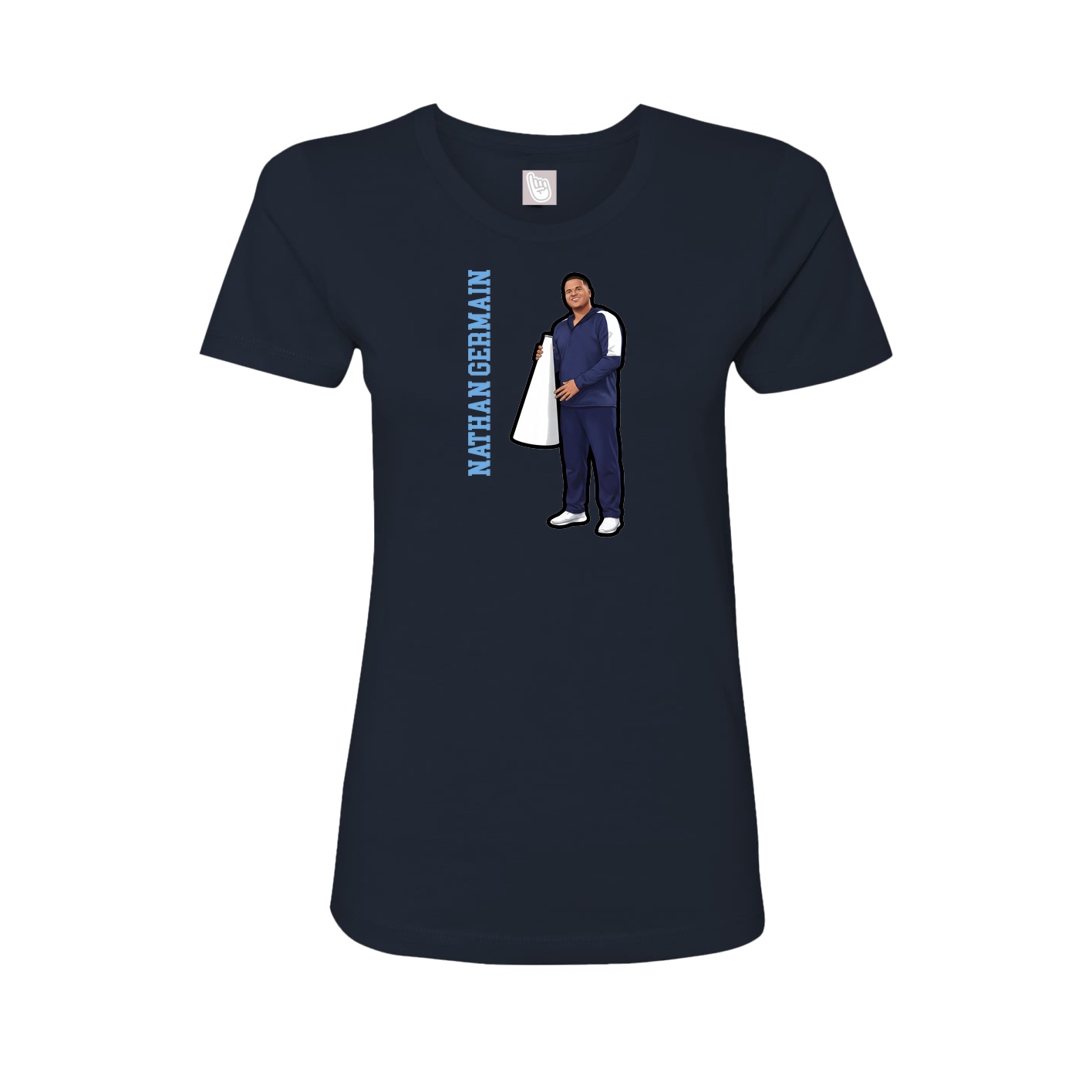 Fitted Women's Tee — Name Vertical in Navy
