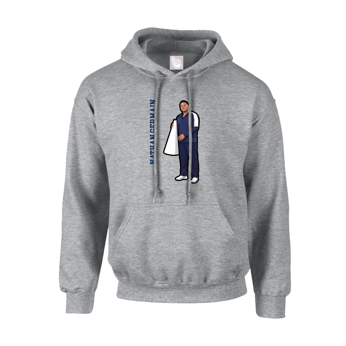 Youth Hoodie — Name Vertical in Grey