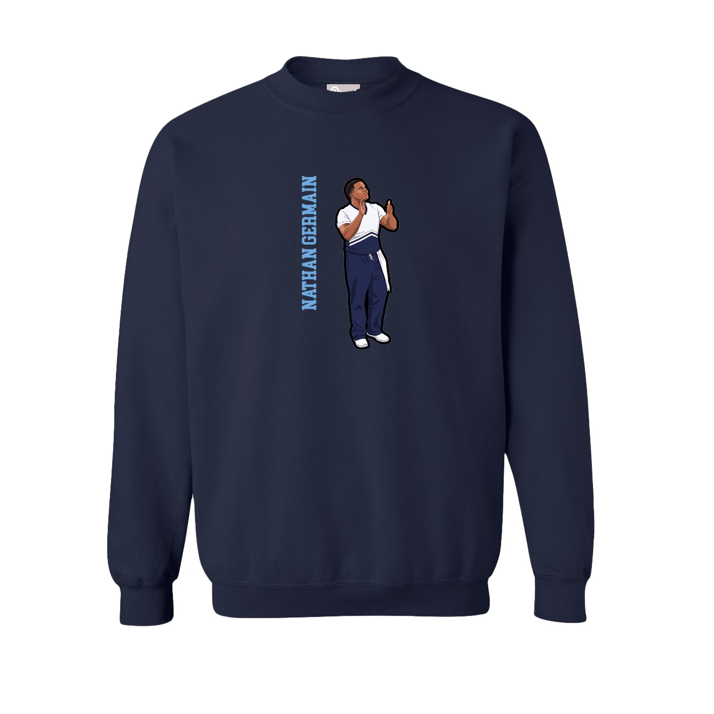 Fleece Crew — Name Vertical in Navy