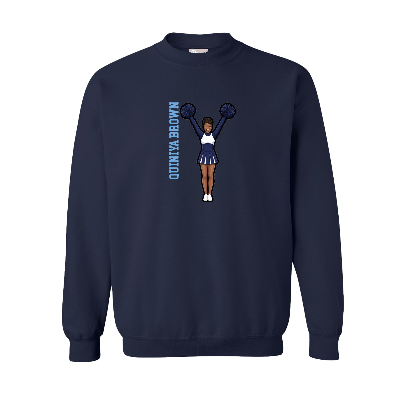 Fleece Crew — Name Vertical in Navy