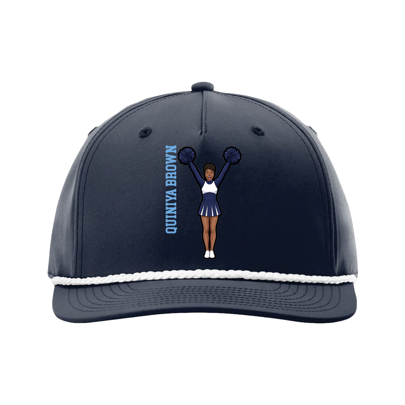 Five-Panel Classic Rope Cap — Name Vertical in Navy