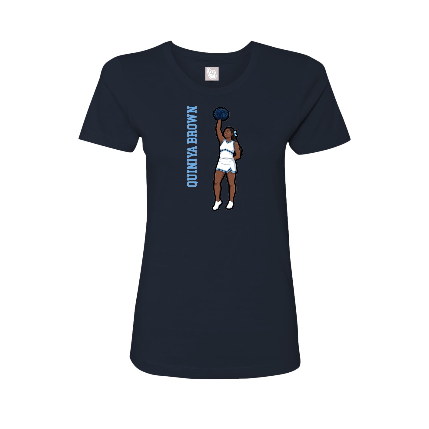 Fitted Women's Tee — Name Vertical in Navy