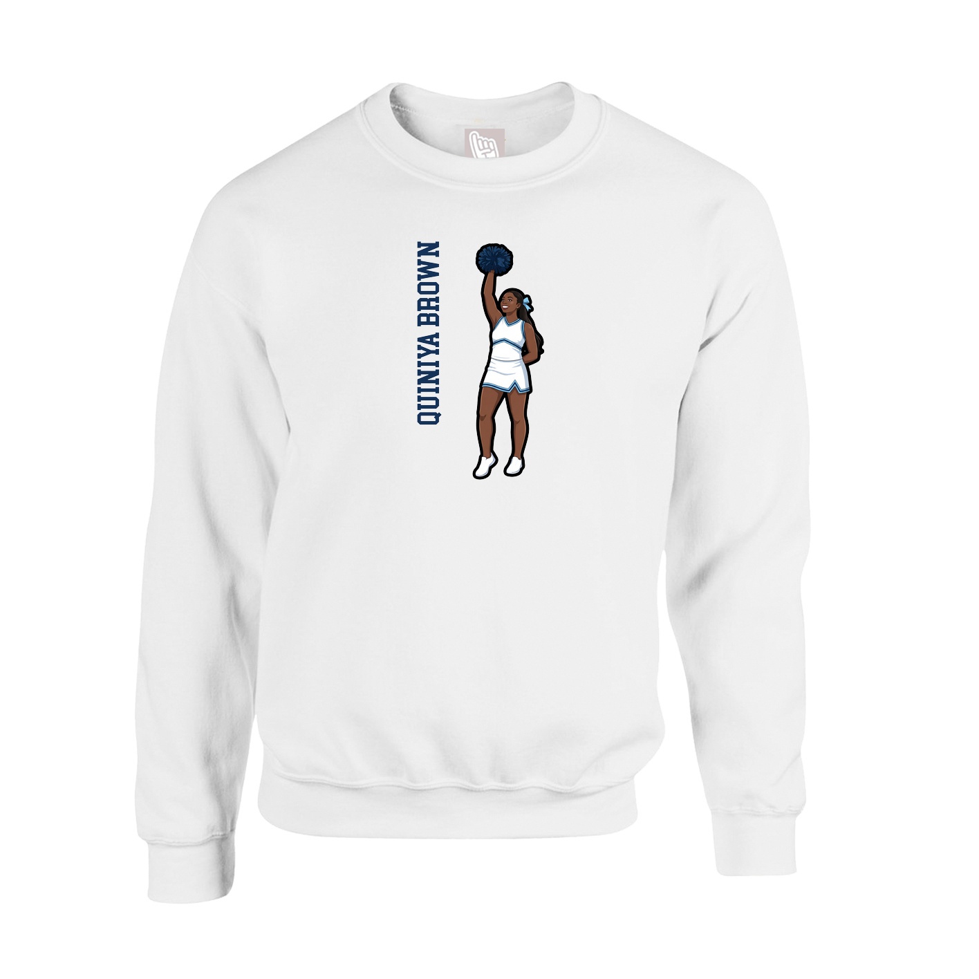 Fleece Crew — Name Vertical in White