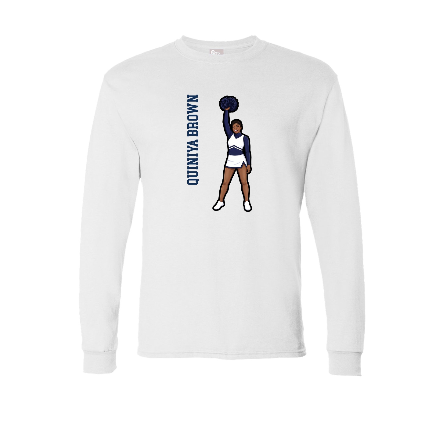 Long Sleeve Tee — Name Vertical in White
