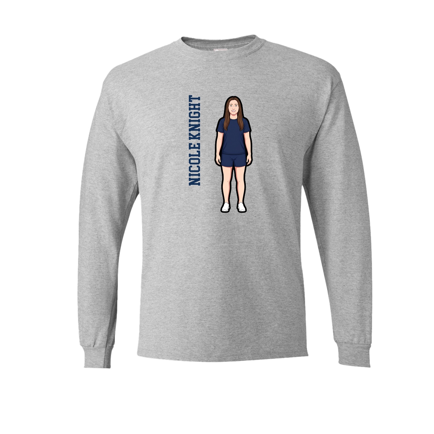 Long Sleeve Tee — Name Vertical in Grey