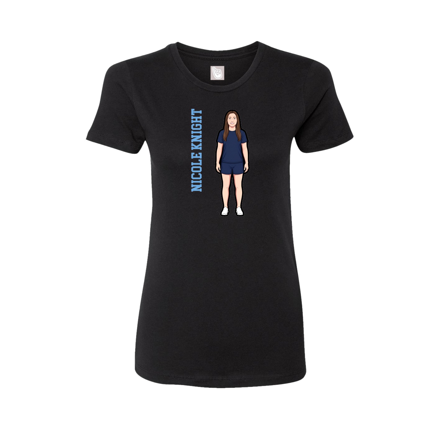 Womens Tee — Name Vertical in Black