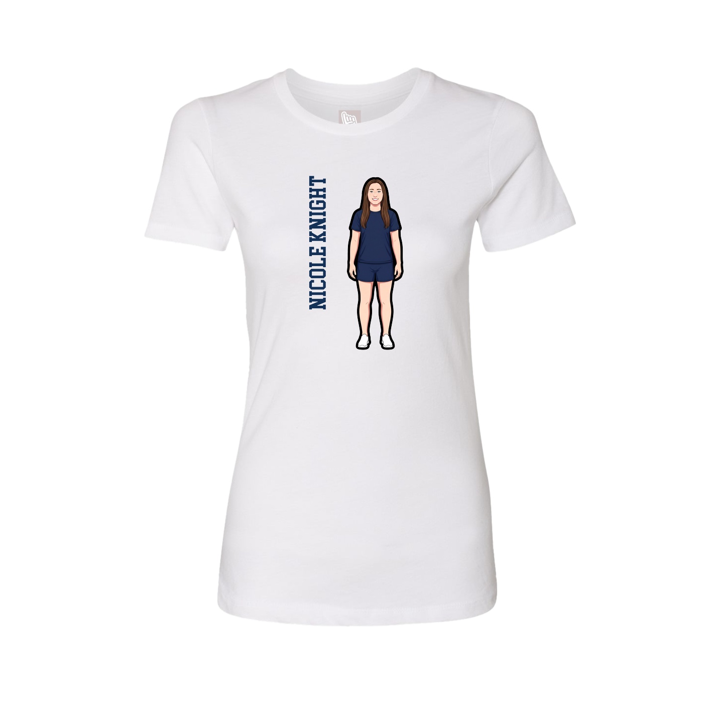 Fitted Women's Tee — Name Vertical in White