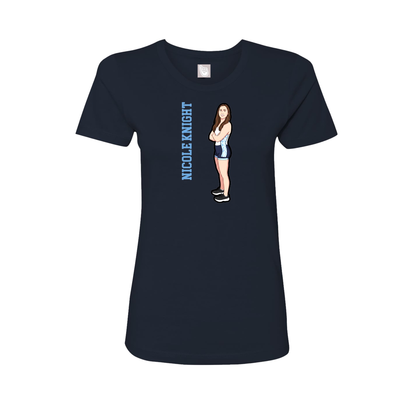 Fitted Women's Tee — Name Vertical in Navy