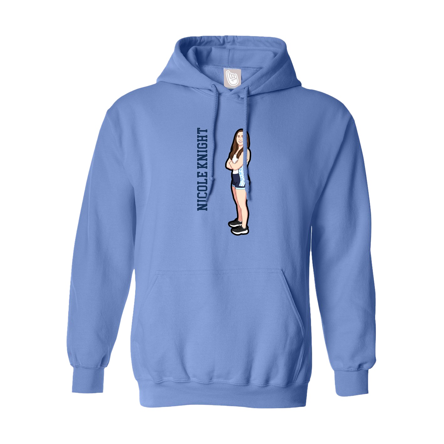Youth Hoodie — Name Vertical in Powder Blue