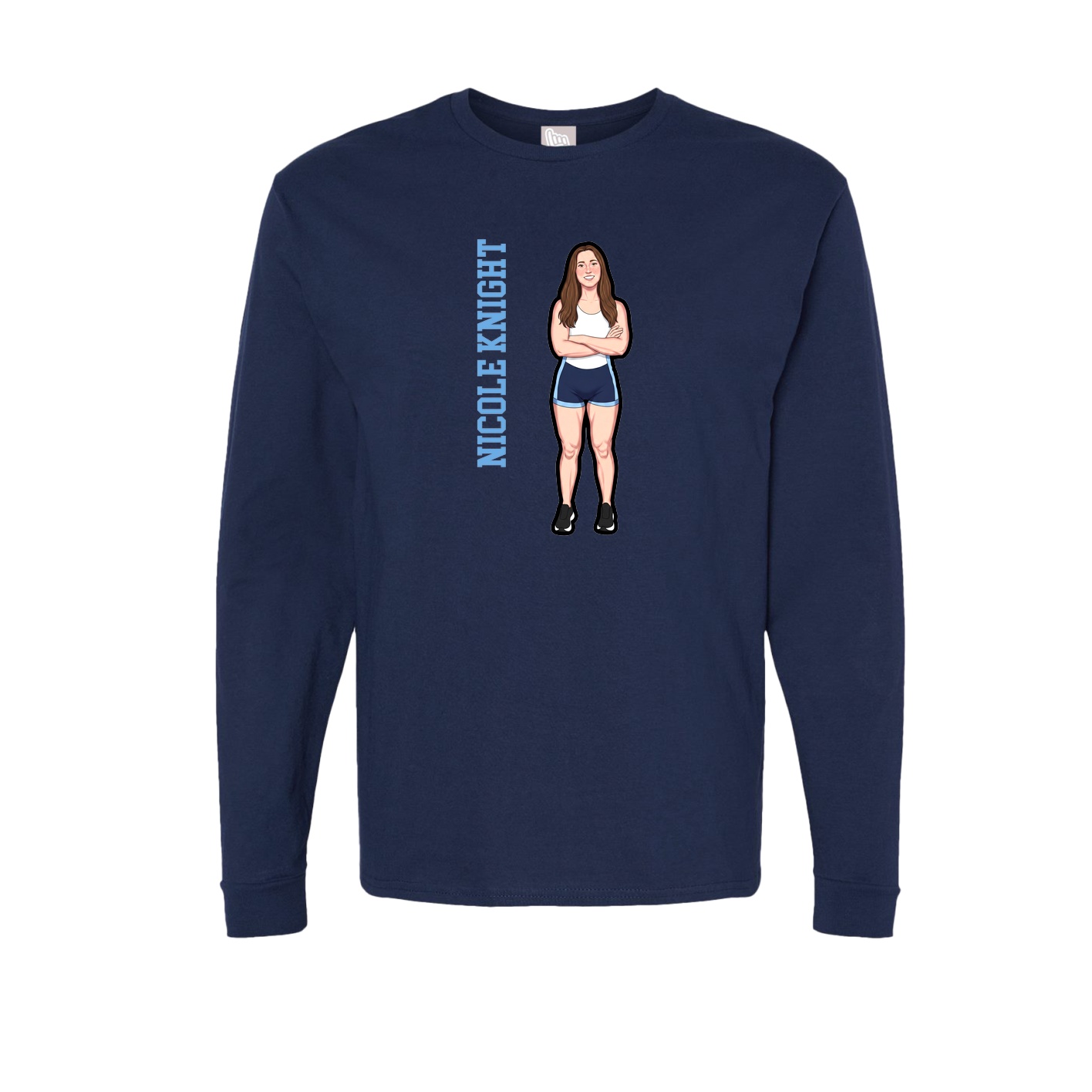 Long Sleeve Tee — Name Vertical in Navy
