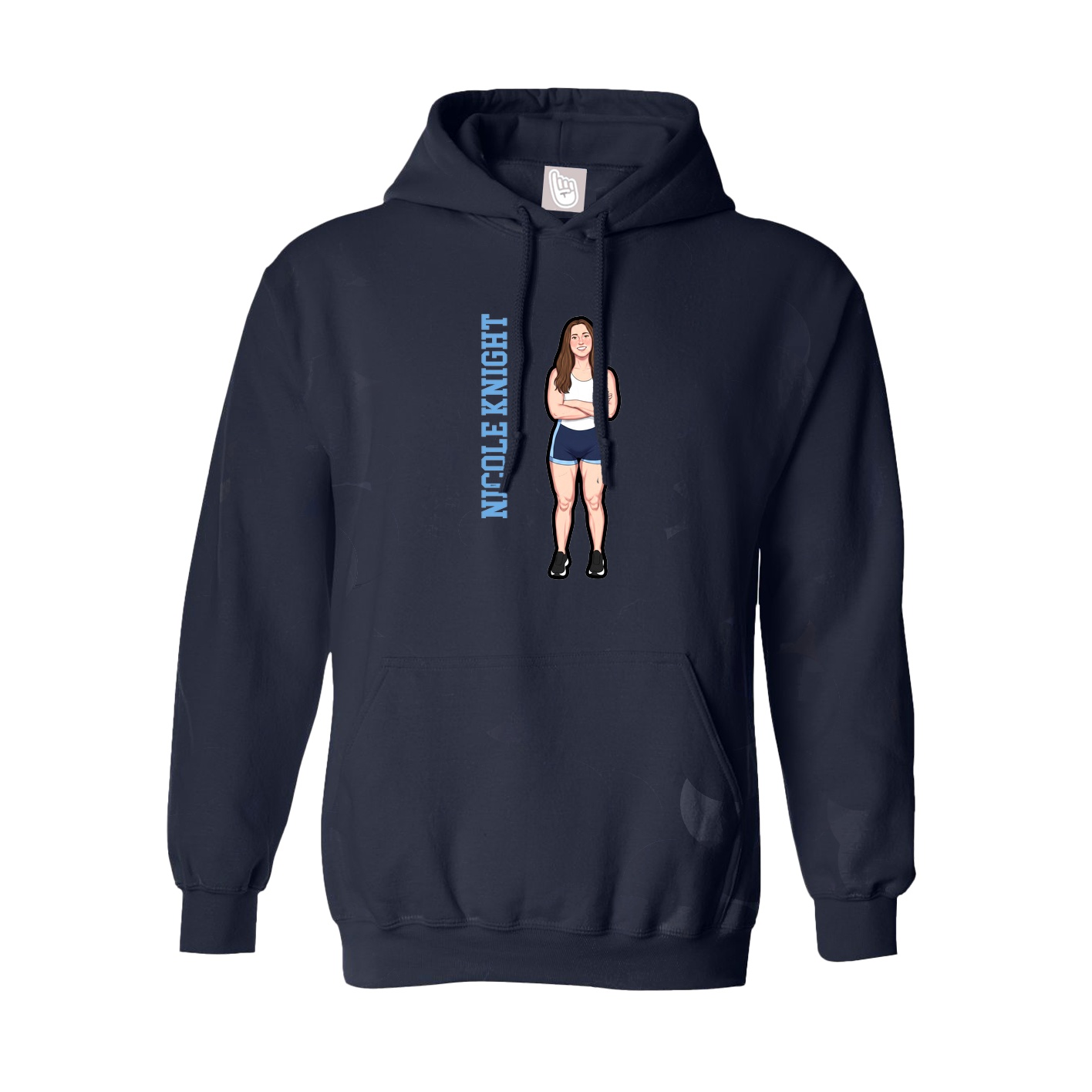 Hoodie — Name Vertical in Navy