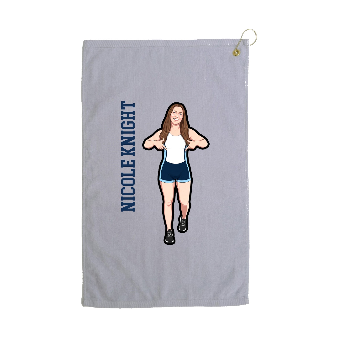 Golf Towel — Name Vertical in Grey