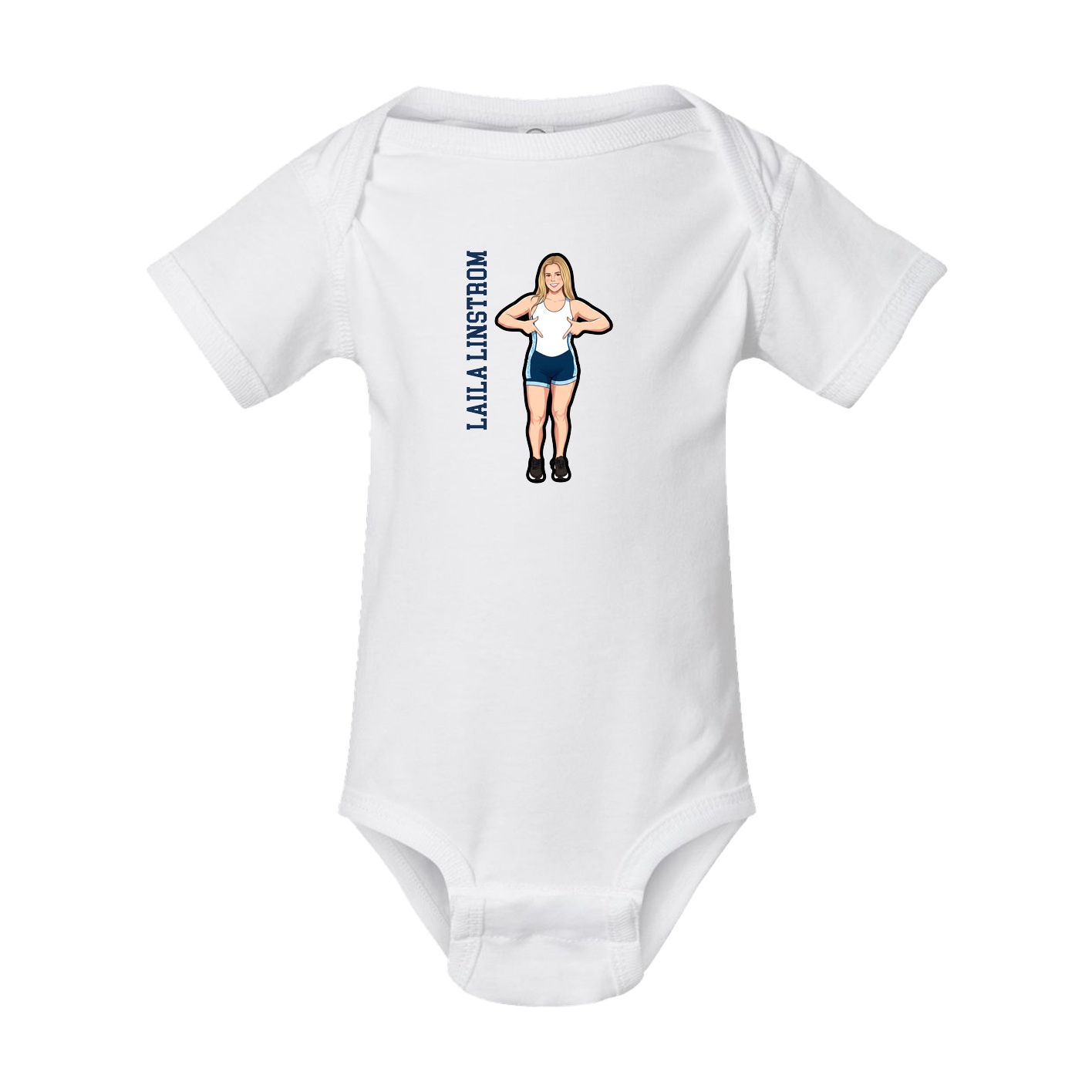 Baby Onesie — Name Vertical in White