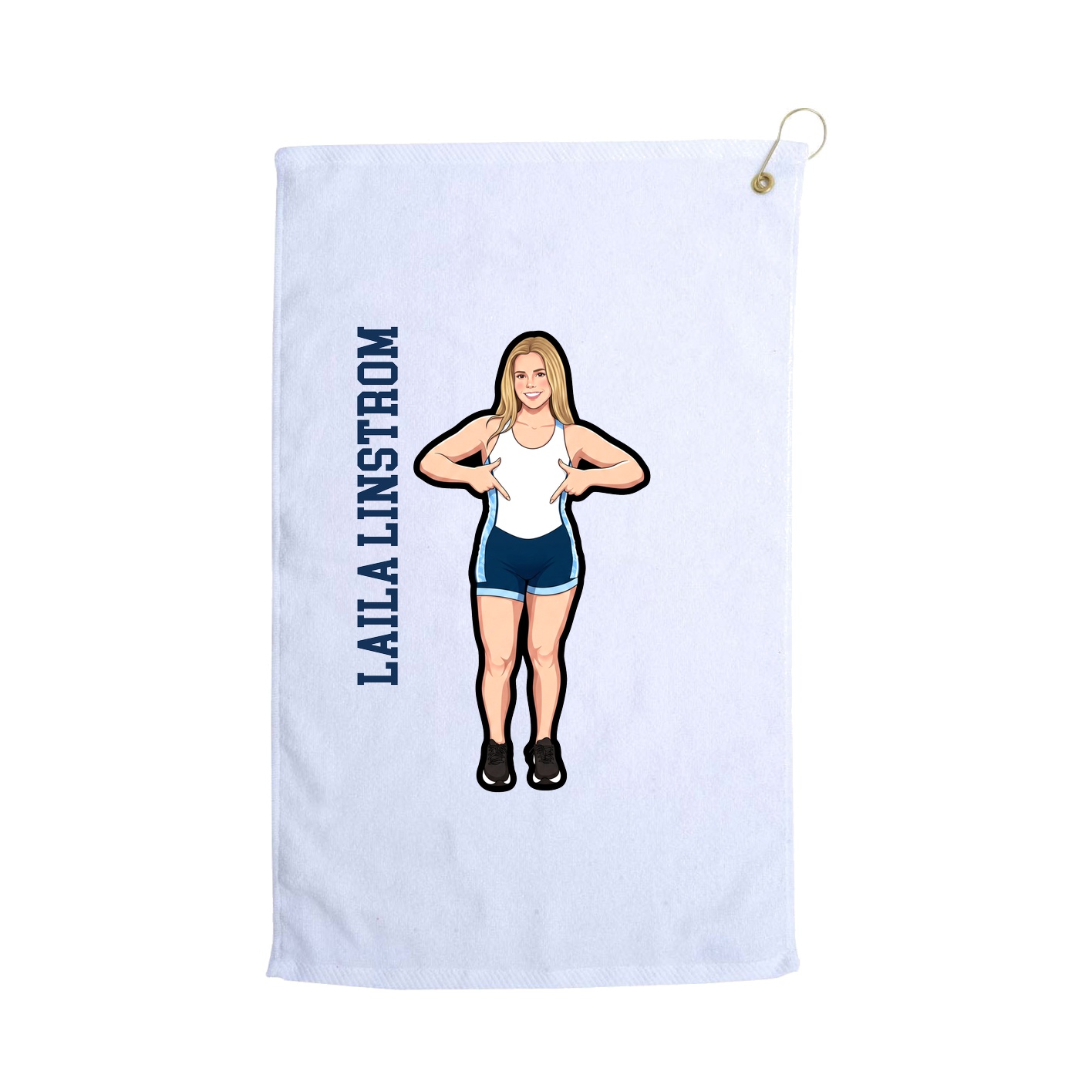 Golf Towel — Name Vertical in White