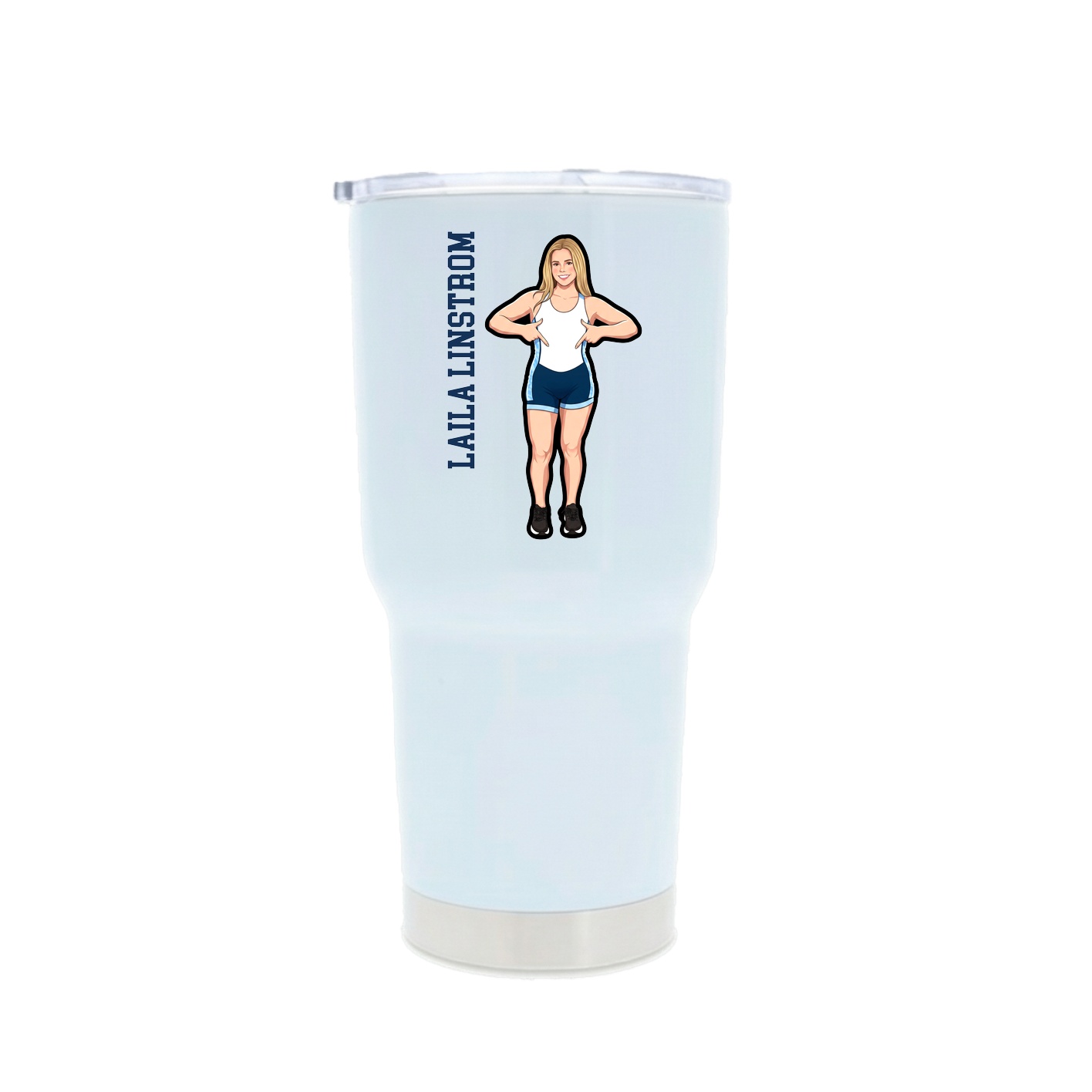 30oz Stainless Steel Tumbler — Name Vertical in White