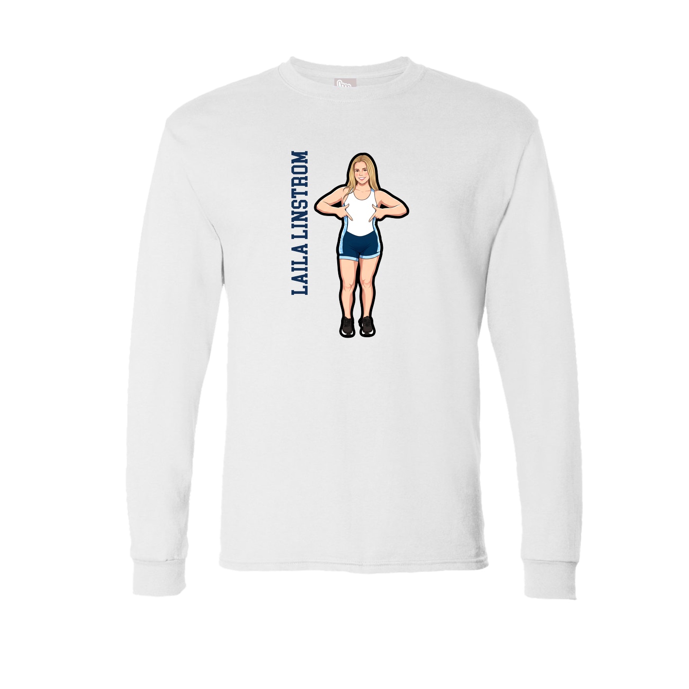 Long Sleeve Tee — Name Vertical in White