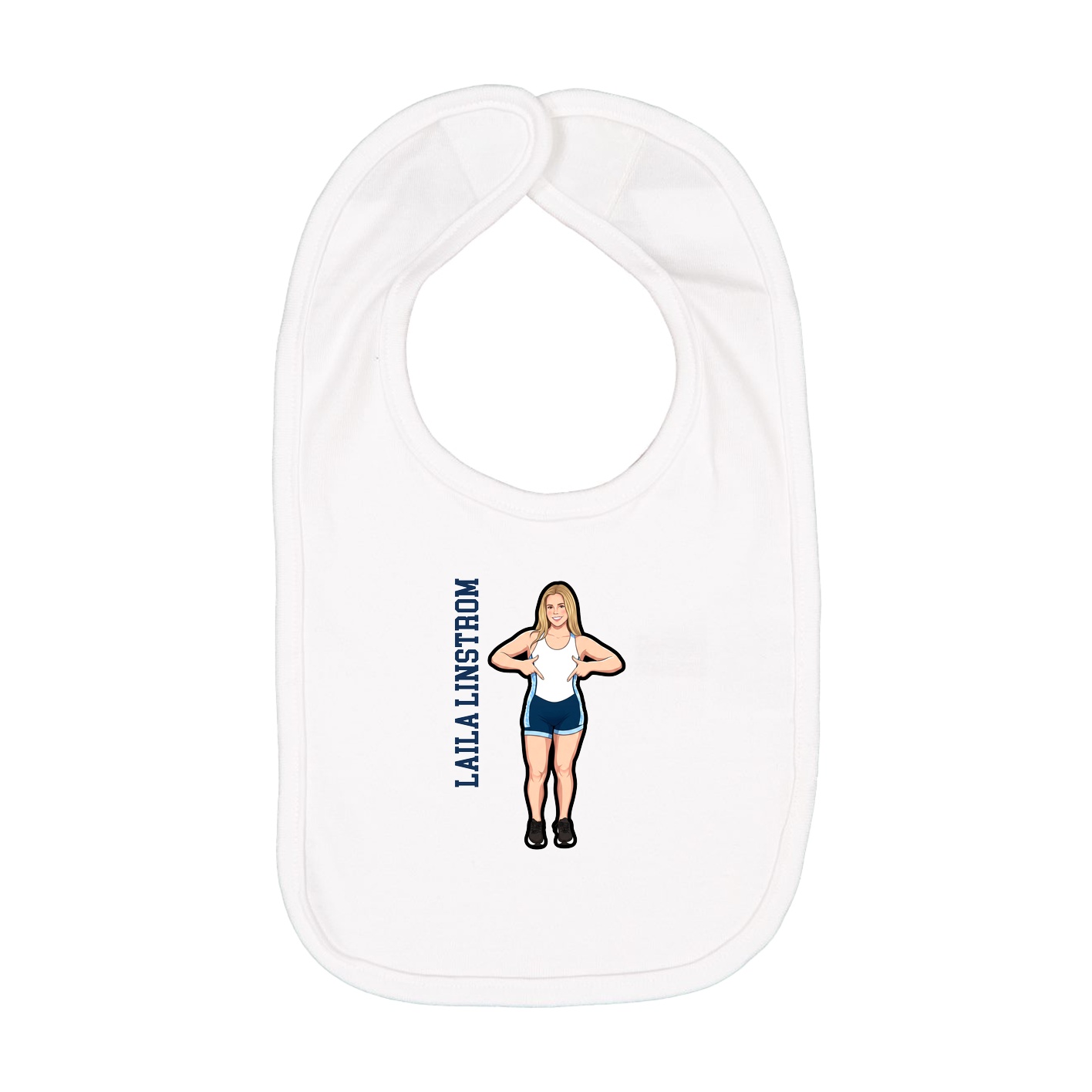 Infant Bib — Name Vertical in White