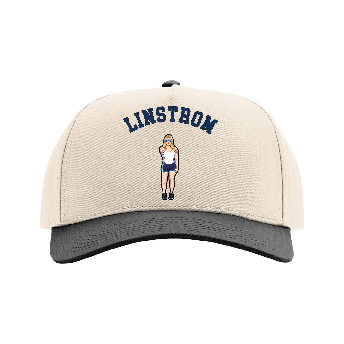 Full Fabric Five-Panel Champ Cap — Shirsey Arch in Cream/Black