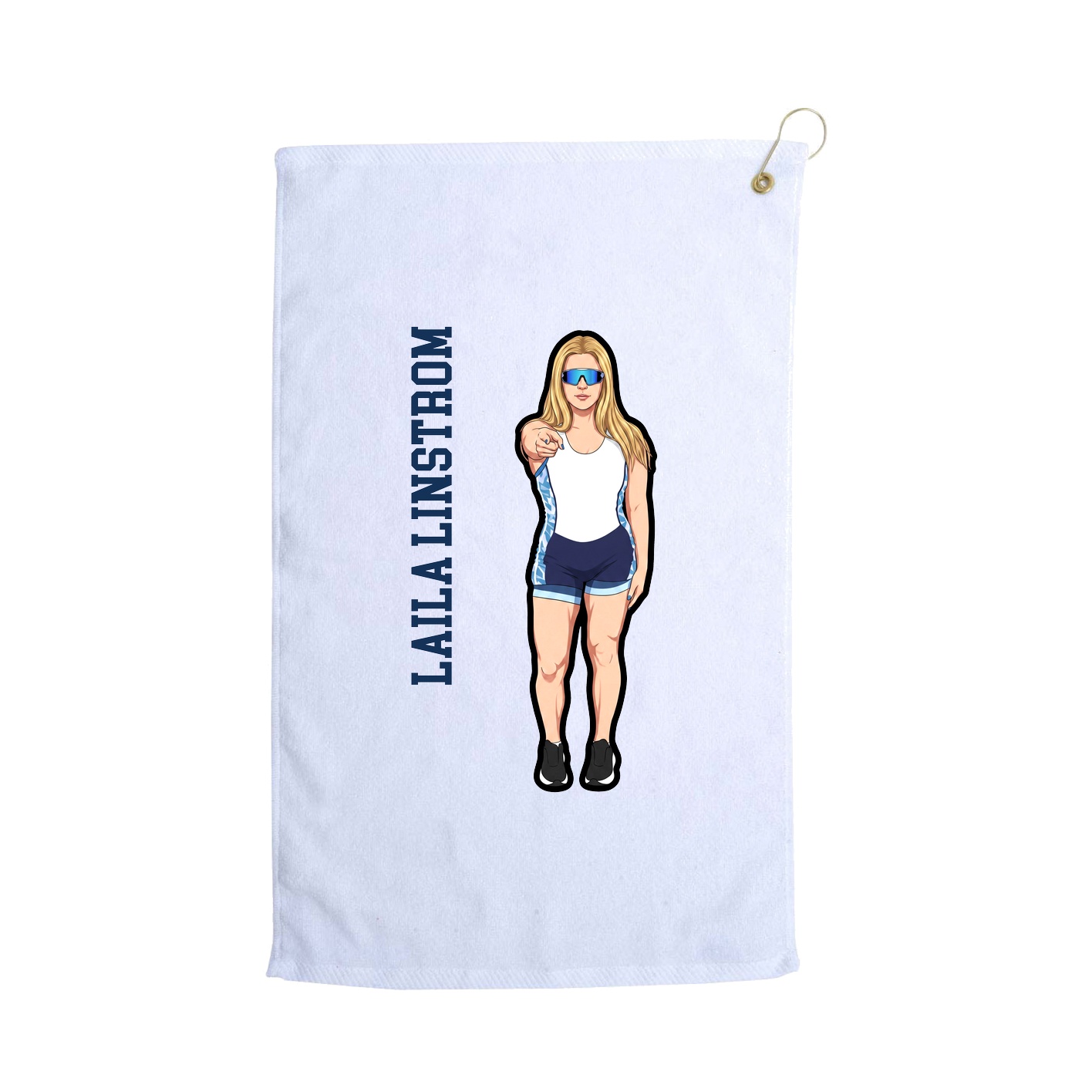 Golf Towel — Name Vertical in White
