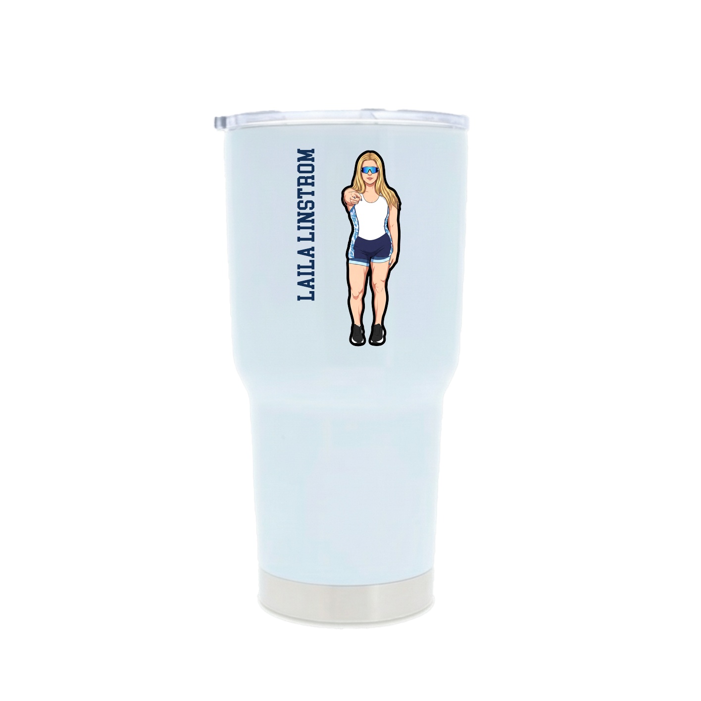 30oz Stainless Steel Tumbler — Name Vertical in White