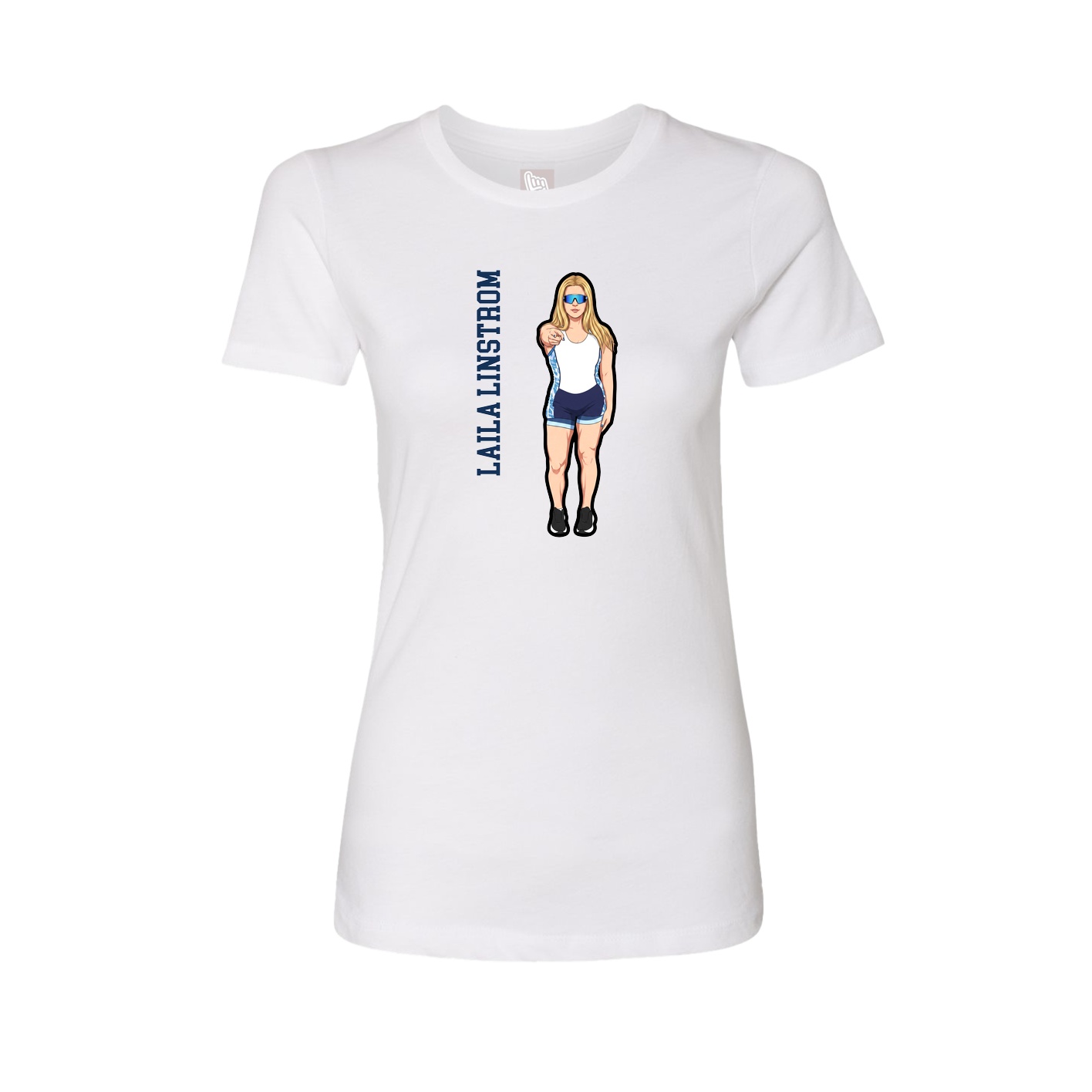 Womens Tee — Name Vertical in White