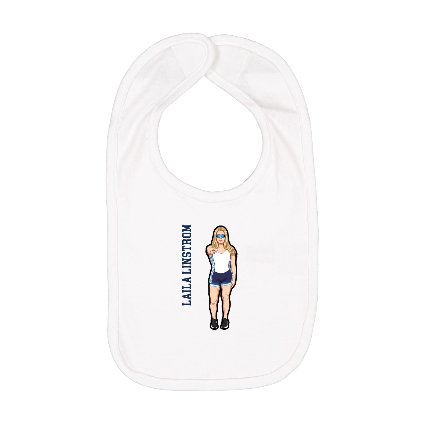 Infant Bib — Name Vertical in White