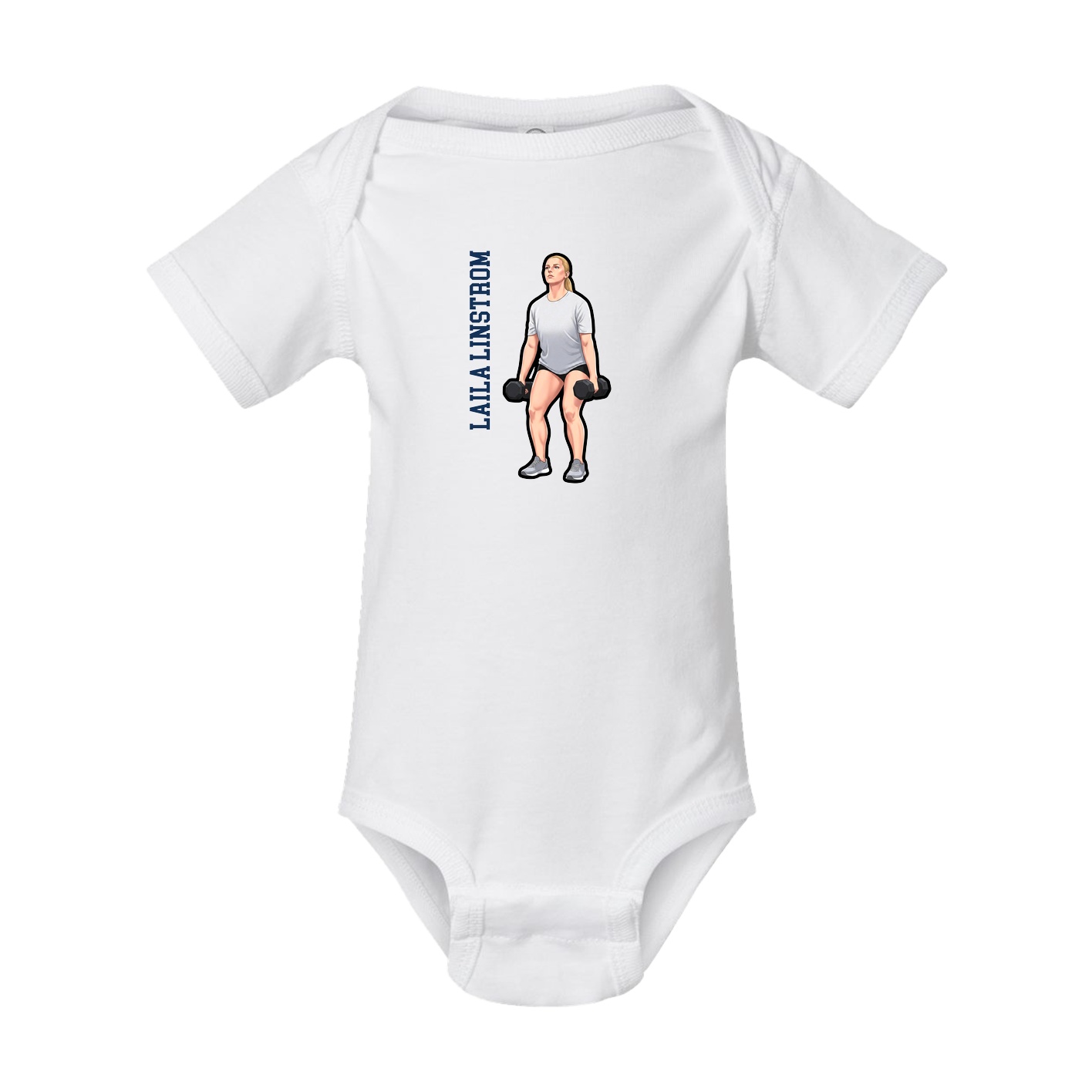 Baby Onesie — Name Vertical in White