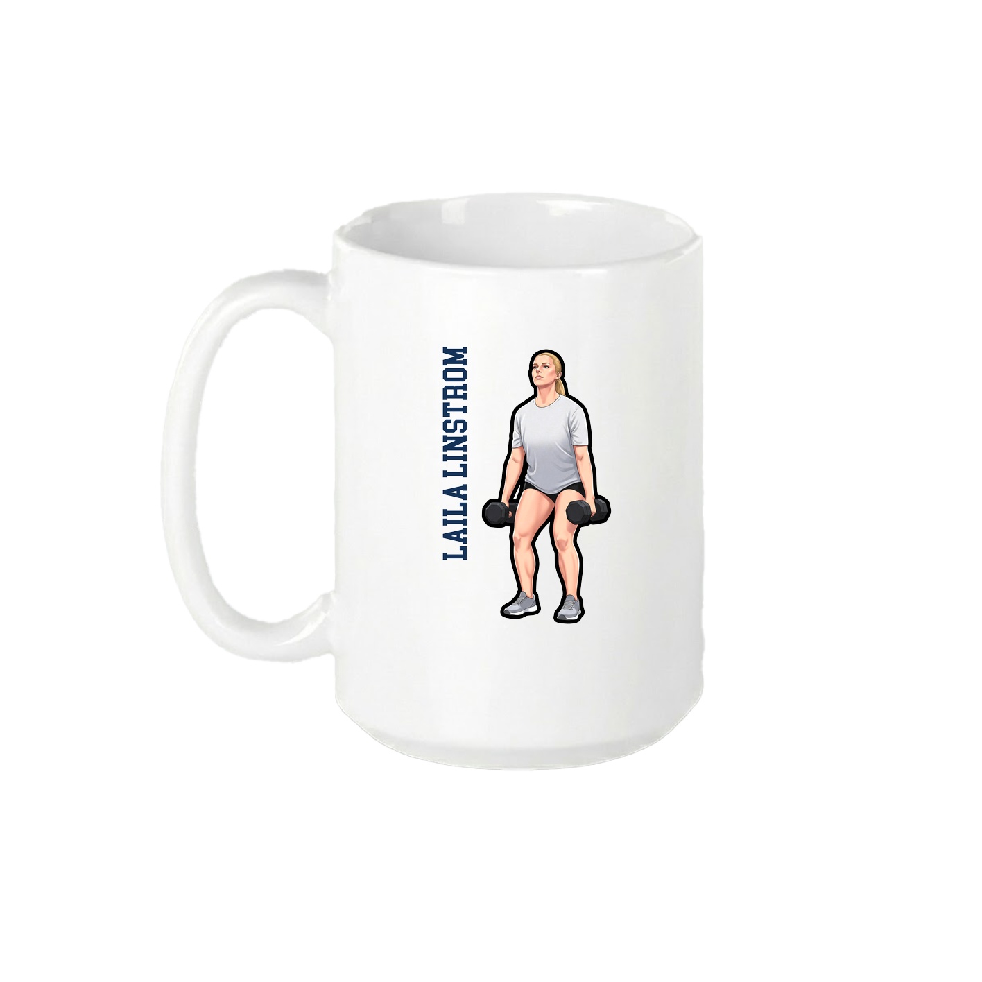 15oz Coffee Mug — Name Vertical in White