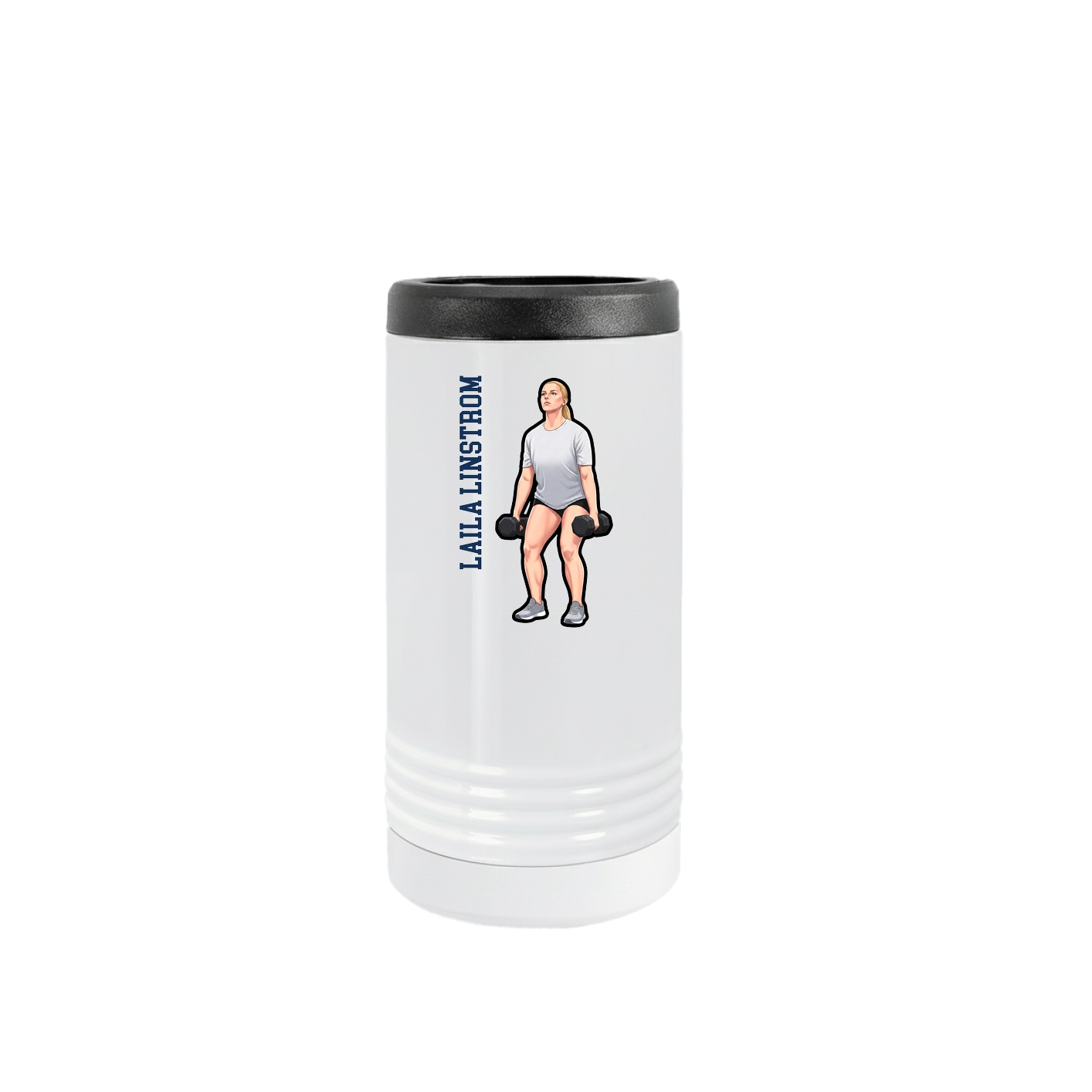 Slim Beverage Holder — Name Vertical in White
