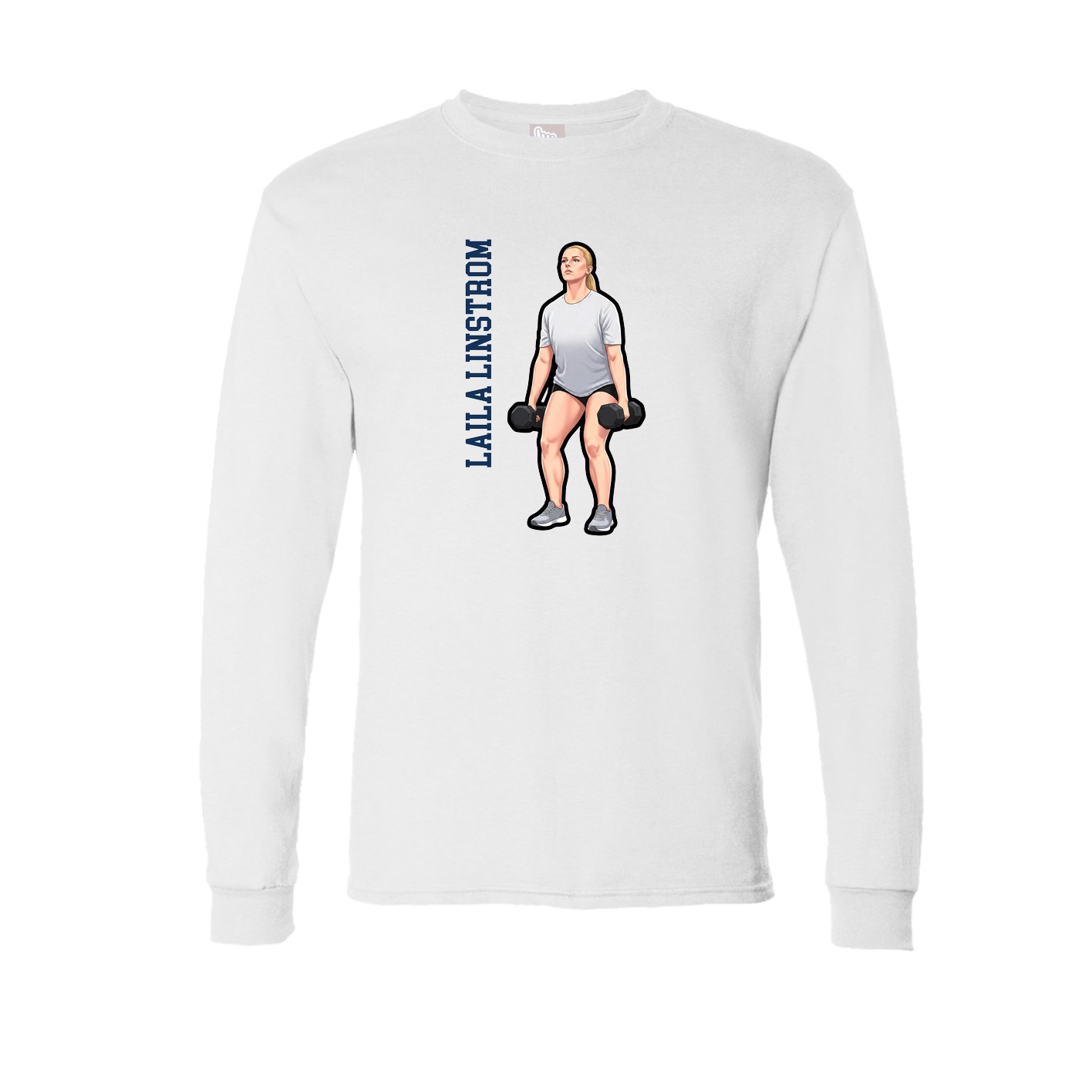 Long Sleeve Tee — Name Vertical in White
