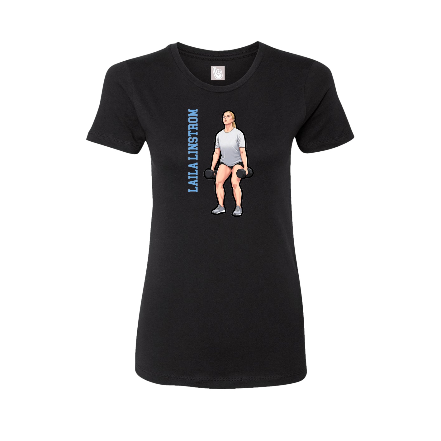 Womens Tee — Name Vertical in Black