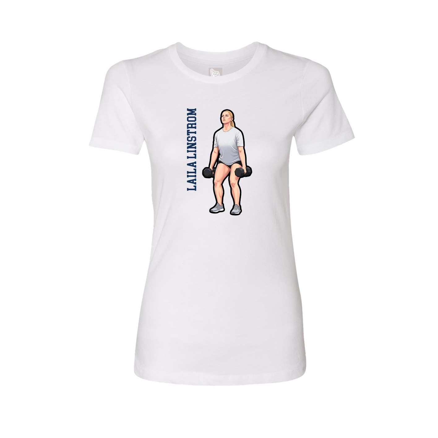 Fitted Women's Tee — Name Vertical in White