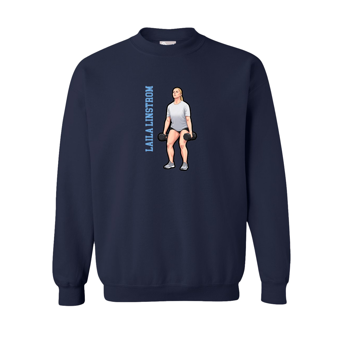 Fleece Crew — Name Vertical in Navy